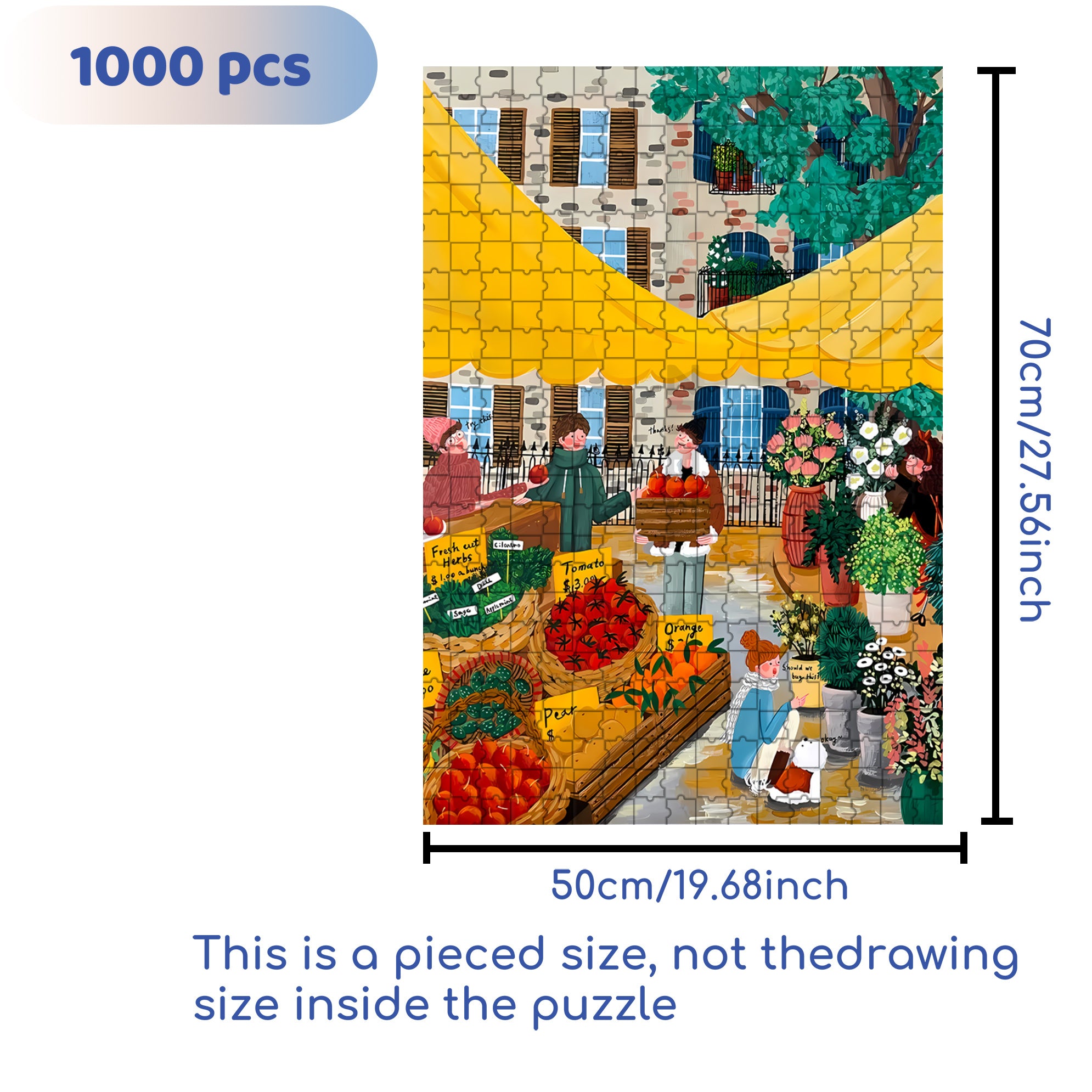 Weekend Market 500pcs/1000pcs Jigsaw Puzzle, Scratch-Resistant, Interactive Family Game & Brain-Boosting DIY Decor, Perfect for Halloween, Christmas & New Year Gifts, Family Puzzle Game