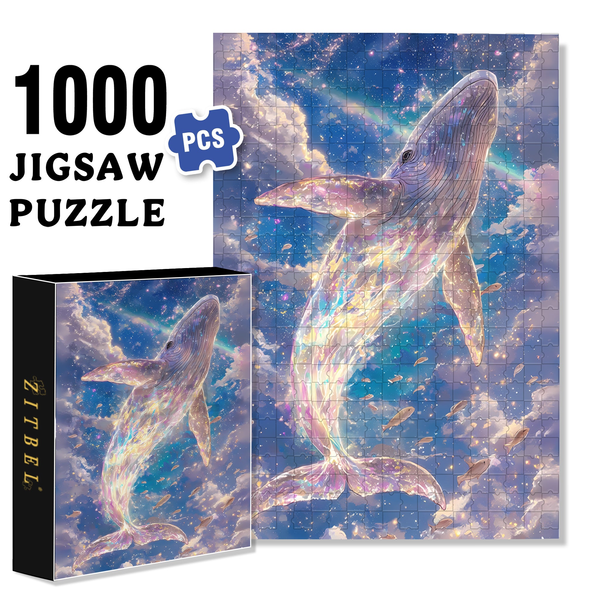Whale 500pcs/1000pcs Jigsaw Puzzle, Scratch-Resistant, Interactive Family Game & Brain-Boosting DIY Decor, Perfect for Halloween, Christmas & New Year Gifts, Family Puzzle Game