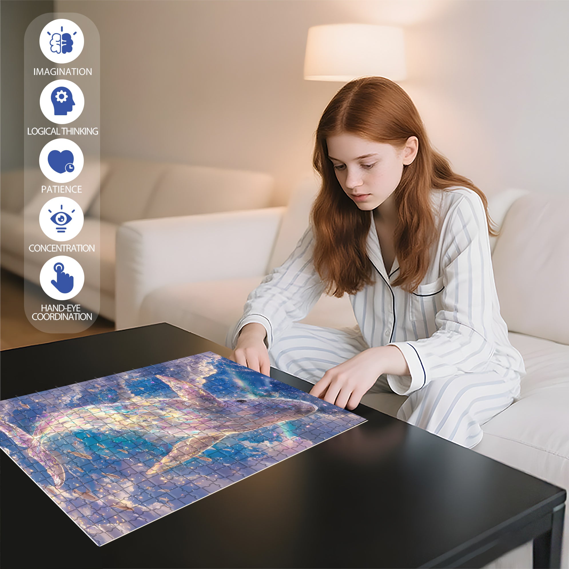 Whale 500pcs/1000pcs Jigsaw Puzzle, Scratch-Resistant, Interactive Family Game & Brain-Boosting DIY Decor, Perfect for Halloween, Christmas & New Year Gifts, Family Puzzle Game