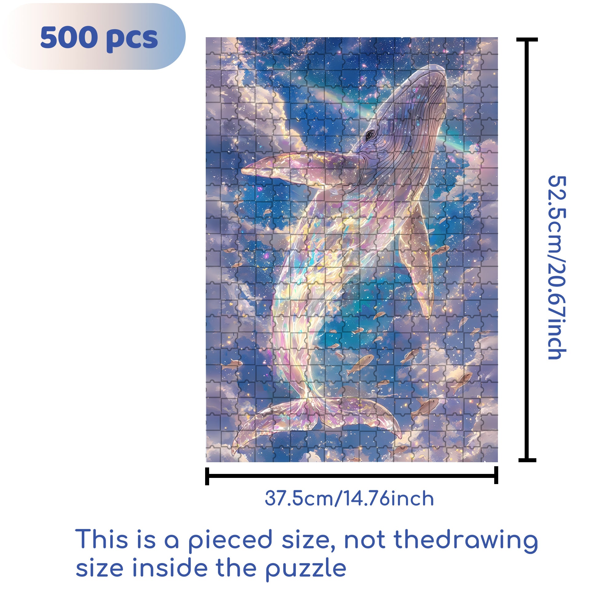 Whale 500pcs/1000pcs Jigsaw Puzzle, Scratch-Resistant, Interactive Family Game & Brain-Boosting DIY Decor, Perfect for Halloween, Christmas & New Year Gifts, Family Puzzle Game