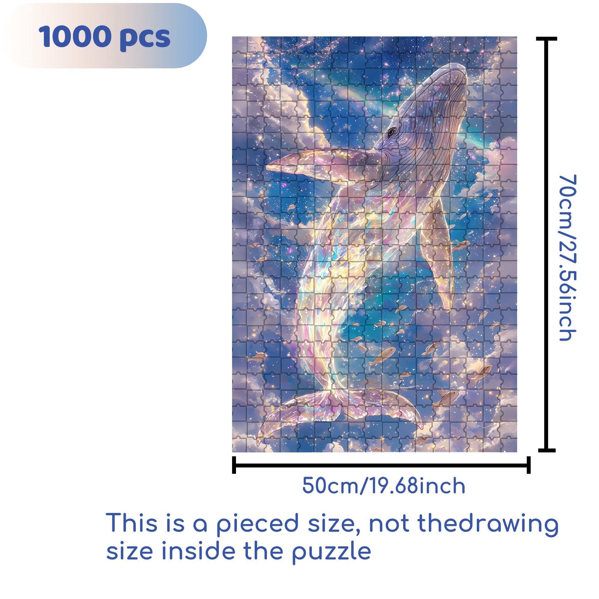 Whale 500pcs/1000pcs Jigsaw Puzzle, Scratch-Resistant, Interactive Family Game & Brain-Boosting DIY Decor, Perfect for Halloween, Christmas & New Year Gifts, Family Puzzle Game