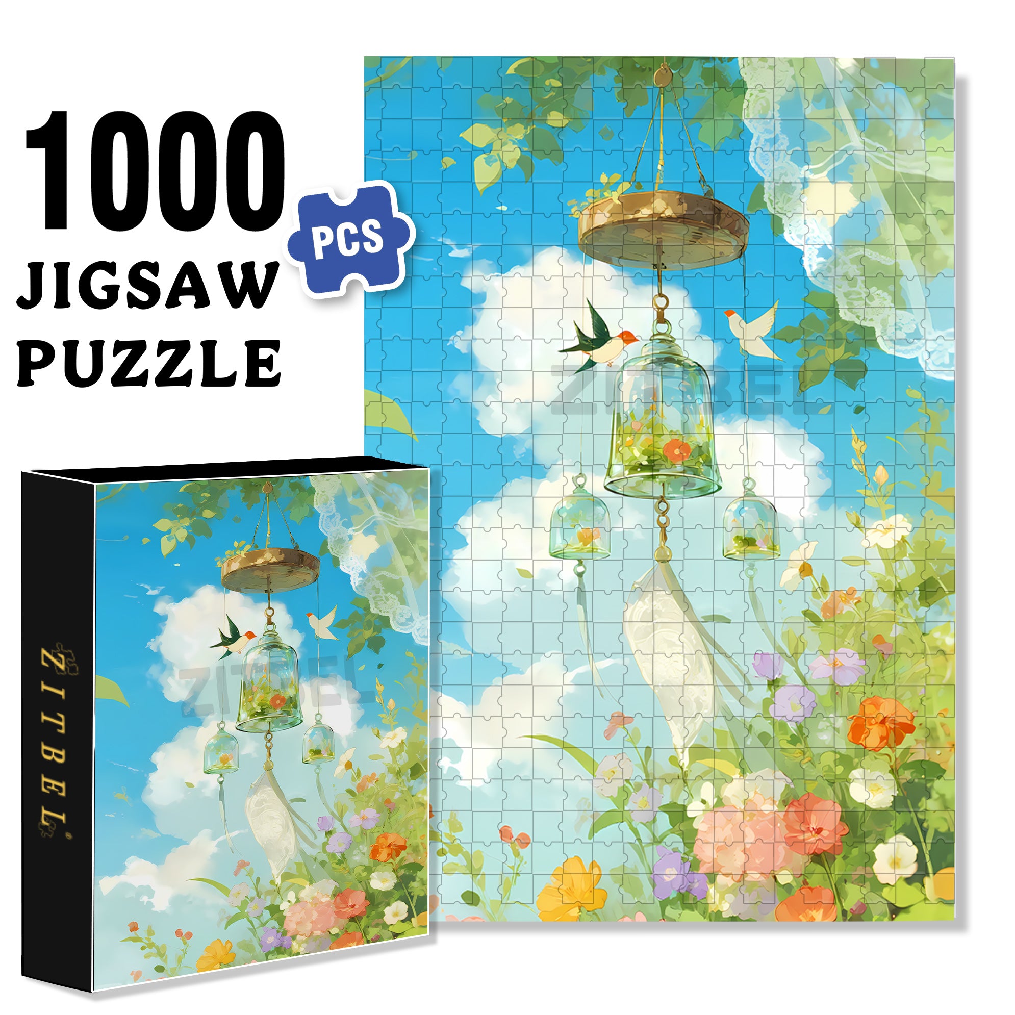White Clouds Floating 500pcs/1000pcs Jigsaw Puzzle, Scratch-Resistant, Interactive Family Game & Brain-Boosting DIY Decor, Perfect for Halloween, Christmas & New Year Gifts, Family Puzzle Game