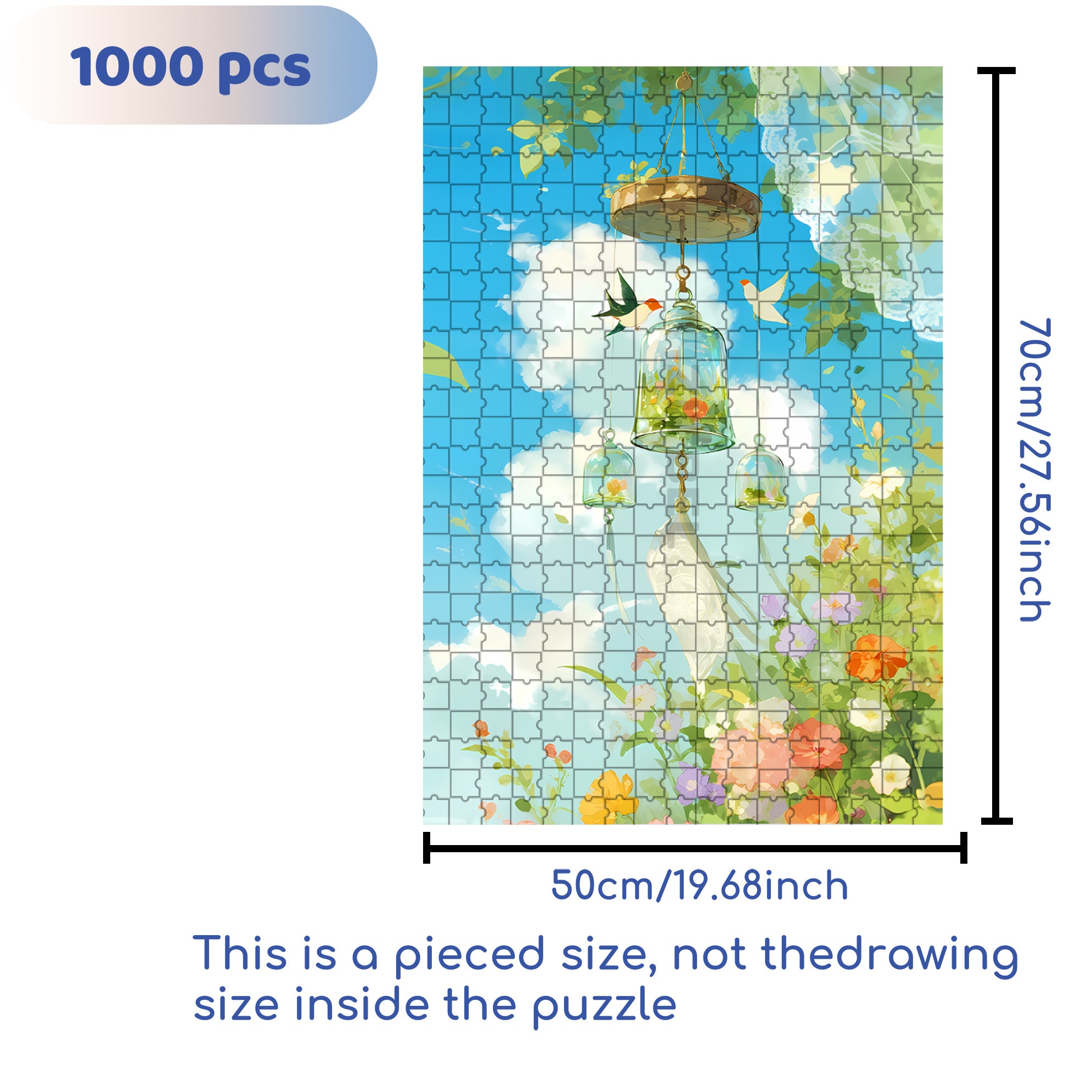 White Clouds Floating 500pcs/1000pcs Jigsaw Puzzle, Scratch-Resistant, Interactive Family Game & Brain-Boosting DIY Decor, Perfect for Halloween, Christmas & New Year Gifts, Family Puzzle Game