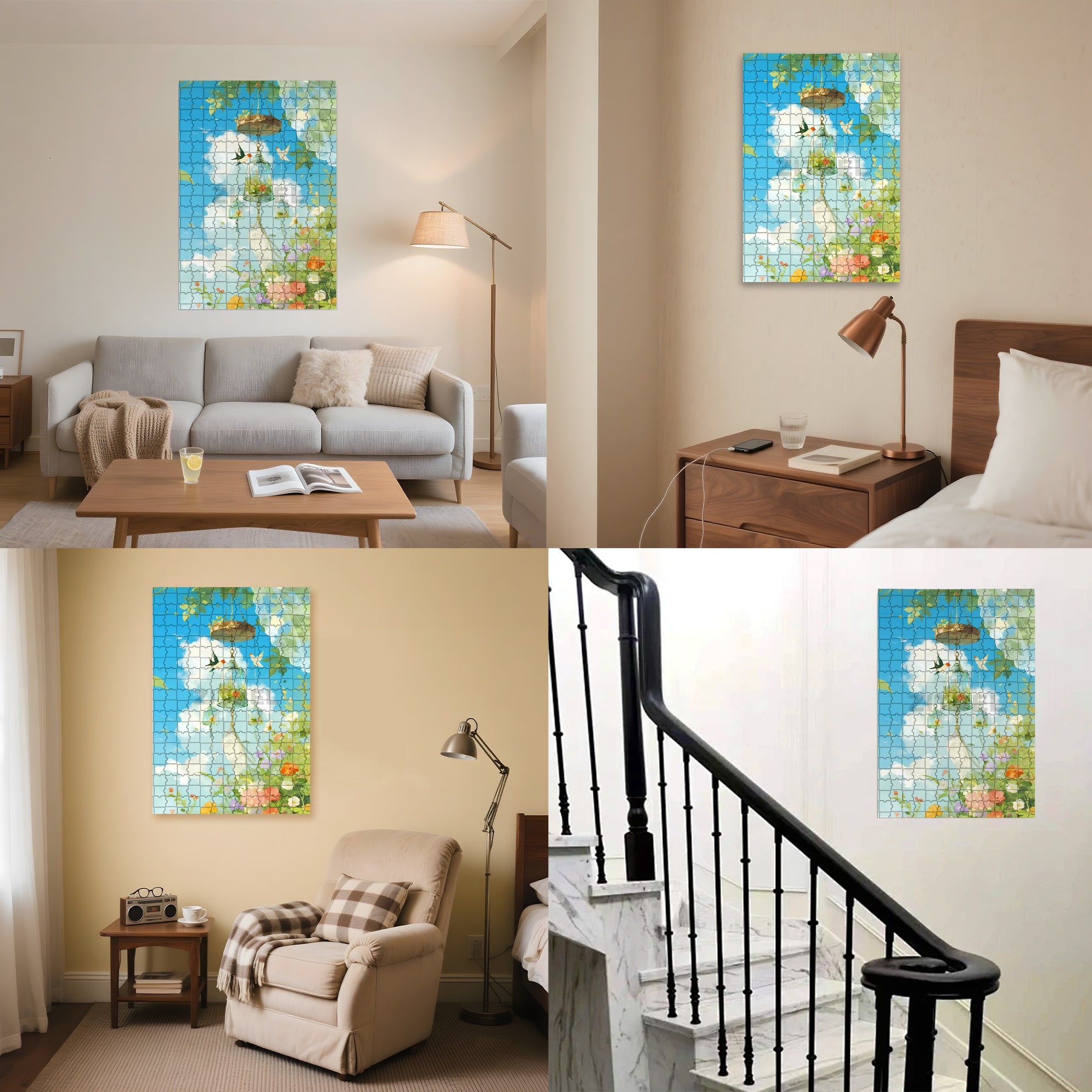White Clouds Floating 500pcs/1000pcs Jigsaw Puzzle, Scratch-Resistant, Interactive Family Game & Brain-Boosting DIY Decor, Perfect for Halloween, Christmas & New Year Gifts, Family Puzzle Game