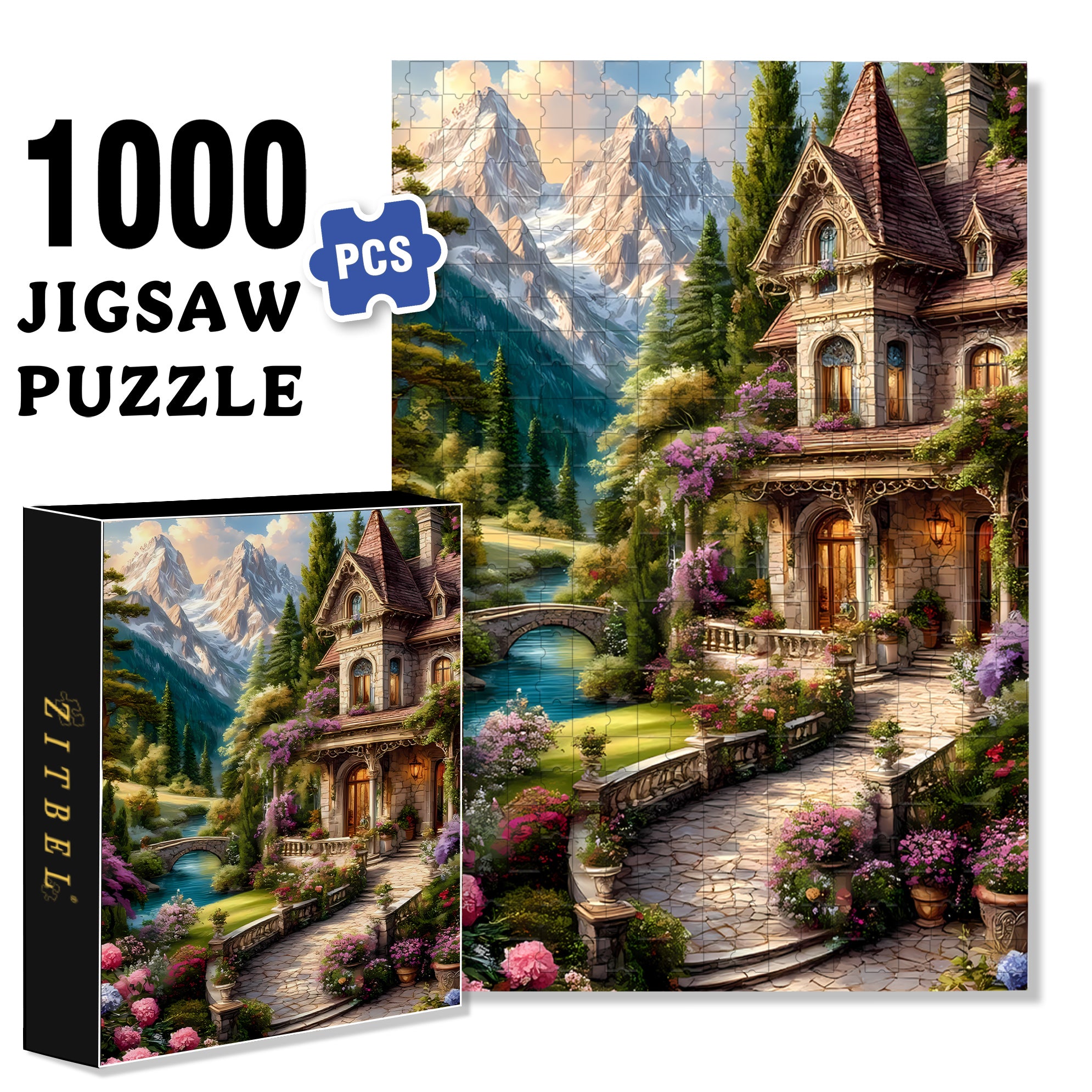 Winding Paths 500pcs/1000pcs Jigsaw Puzzle, Scratch-Resistant, Interactive Family Game & Brain-Boosting DIY Decor, Perfect for Halloween, Christmas & New Year Gifts, Family Puzzle Game