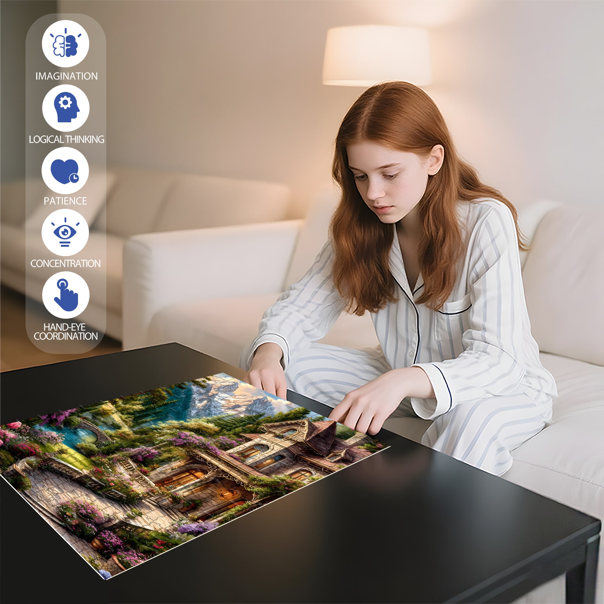 Winding Paths 500pcs/1000pcs Jigsaw Puzzle, Scratch-Resistant, Interactive Family Game & Brain-Boosting DIY Decor, Perfect for Halloween, Christmas & New Year Gifts, Family Puzzle Game
