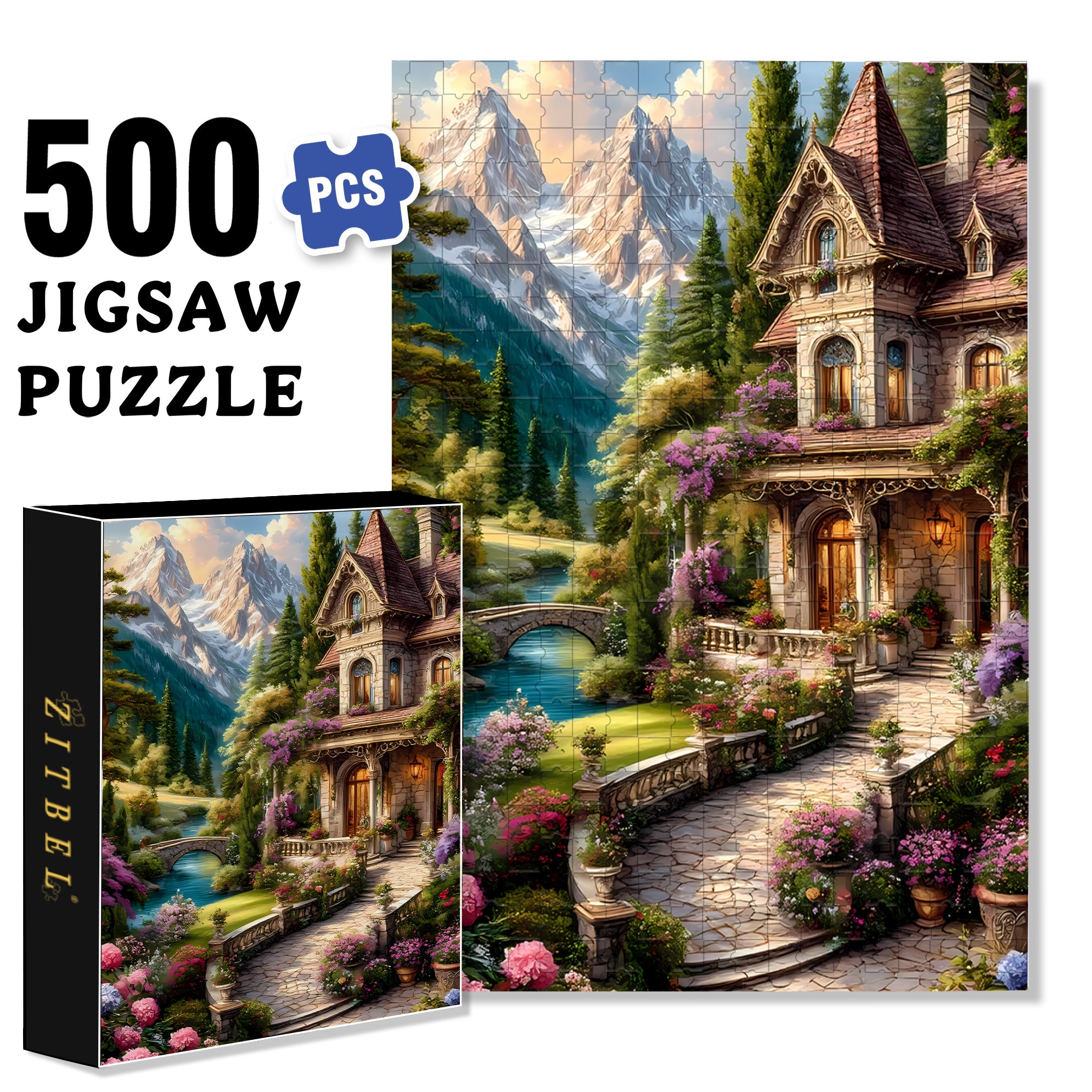 Winding Paths 500pcs/1000pcs Jigsaw Puzzle, Scratch-Resistant, Interactive Family Game & Brain-Boosting DIY Decor, Perfect for Halloween, Christmas & New Year Gifts, Family Puzzle Game