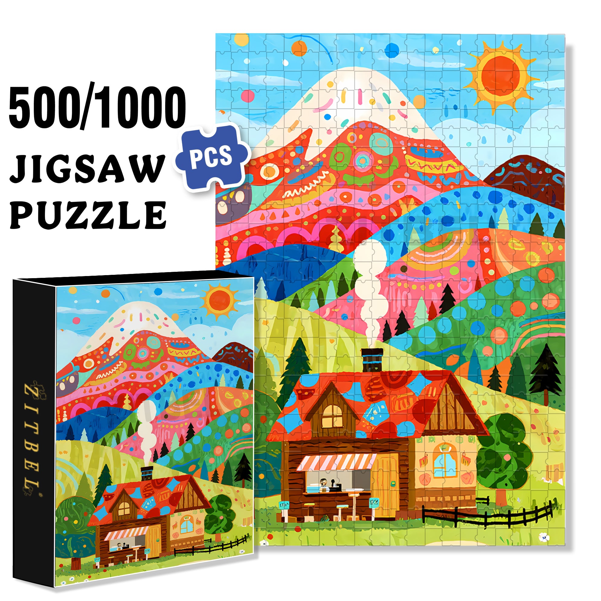 Wonderful World 500pcs/1000pcs Jigsaw Puzzle, Scratch-Resistant, Interactive Family Game & Brain-Boosting DIY Decor, Perfect for Halloween, Christmas & New Year Gifts, Family Puzzle Game