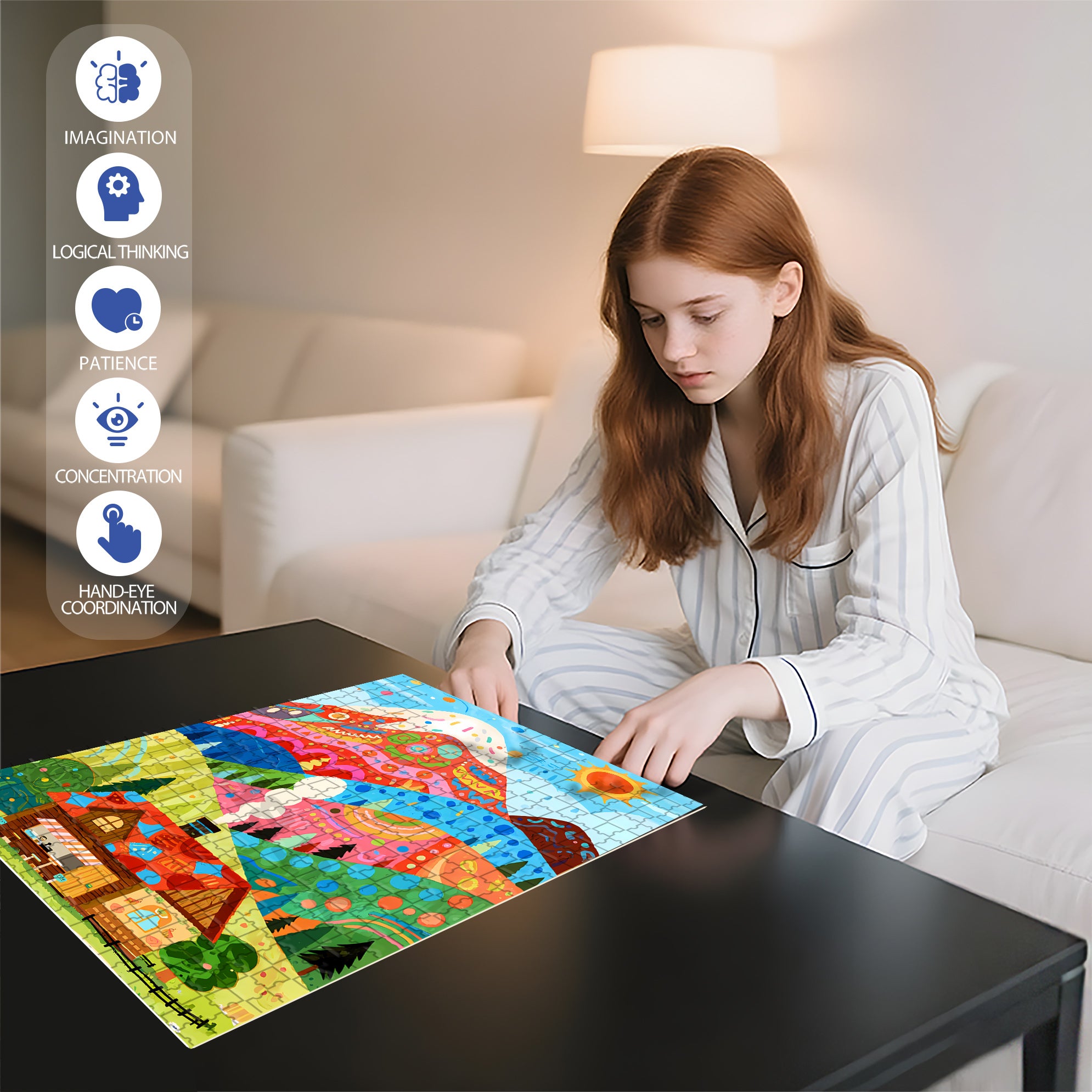 Wonderful World 500pcs/1000pcs Jigsaw Puzzle, Scratch-Resistant, Interactive Family Game & Brain-Boosting DIY Decor, Perfect for Halloween, Christmas & New Year Gifts, Family Puzzle Game