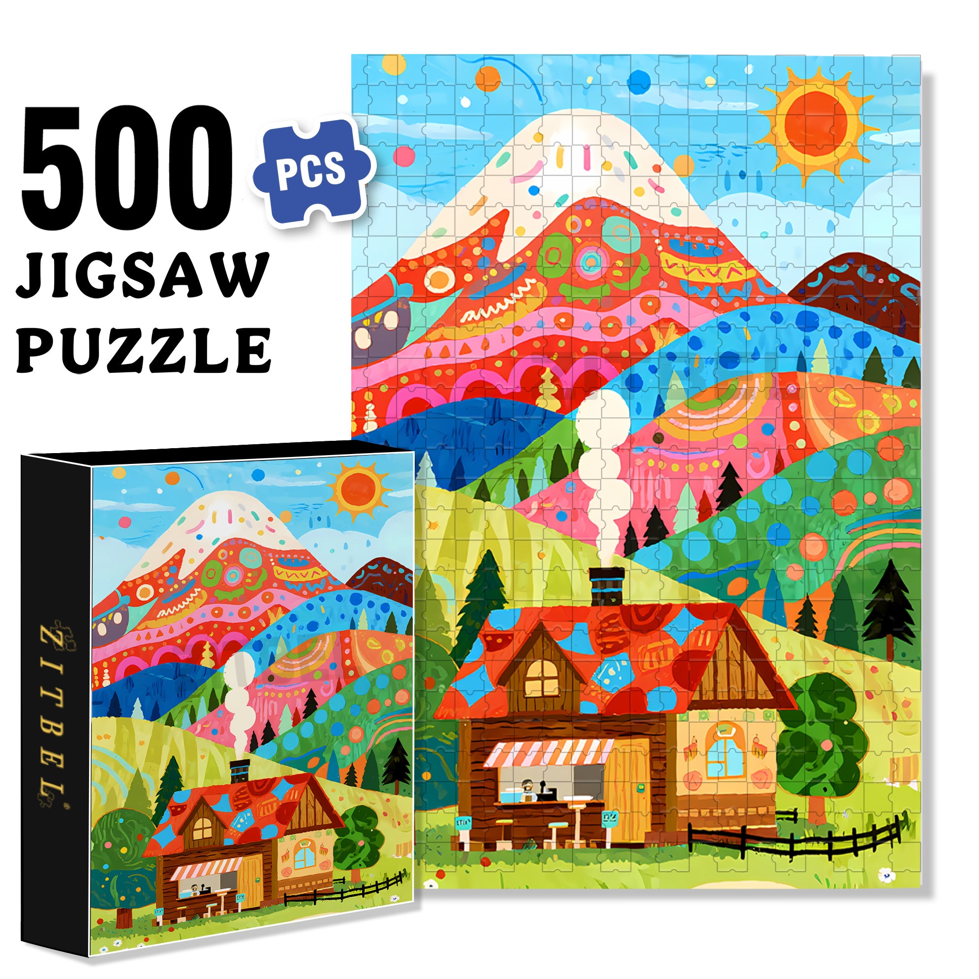 Wonderful World 500pcs/1000pcs Jigsaw Puzzle, Scratch-Resistant, Interactive Family Game & Brain-Boosting DIY Decor, Perfect for Halloween, Christmas & New Year Gifts, Family Puzzle Game