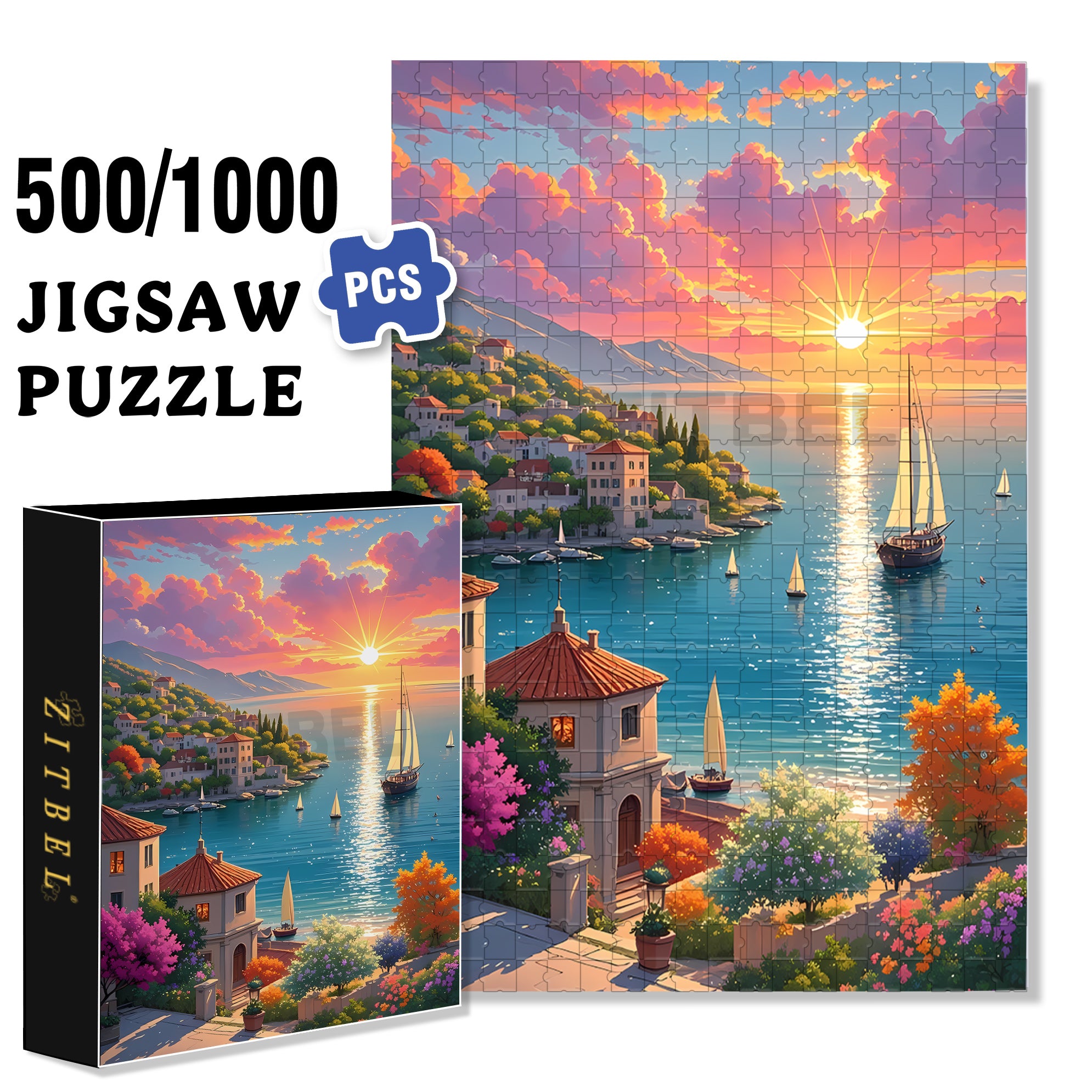 Work At Sunrise 500pcs/1000pcs Jigsaw Puzzle, Scratch-Resistant, Interactive Family Game & Brain-Boosting DIY Decor, Perfect for Halloween, Christmas & New Year Gifts, Family Puzzle Game