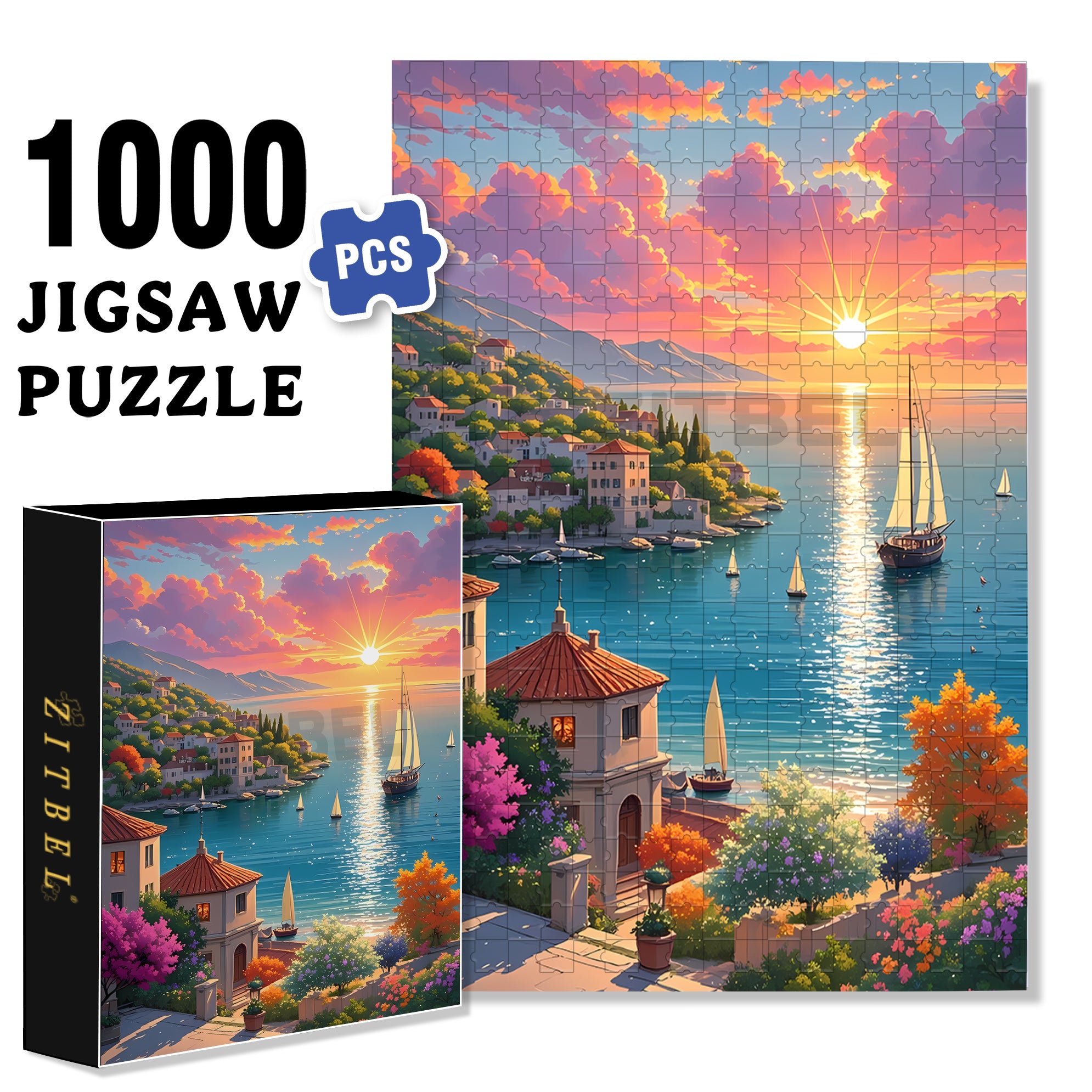 Work At Sunrise 500pcs/1000pcs Jigsaw Puzzle, Scratch-Resistant, Interactive Family Game & Brain-Boosting DIY Decor, Perfect for Halloween, Christmas & New Year Gifts, Family Puzzle Game