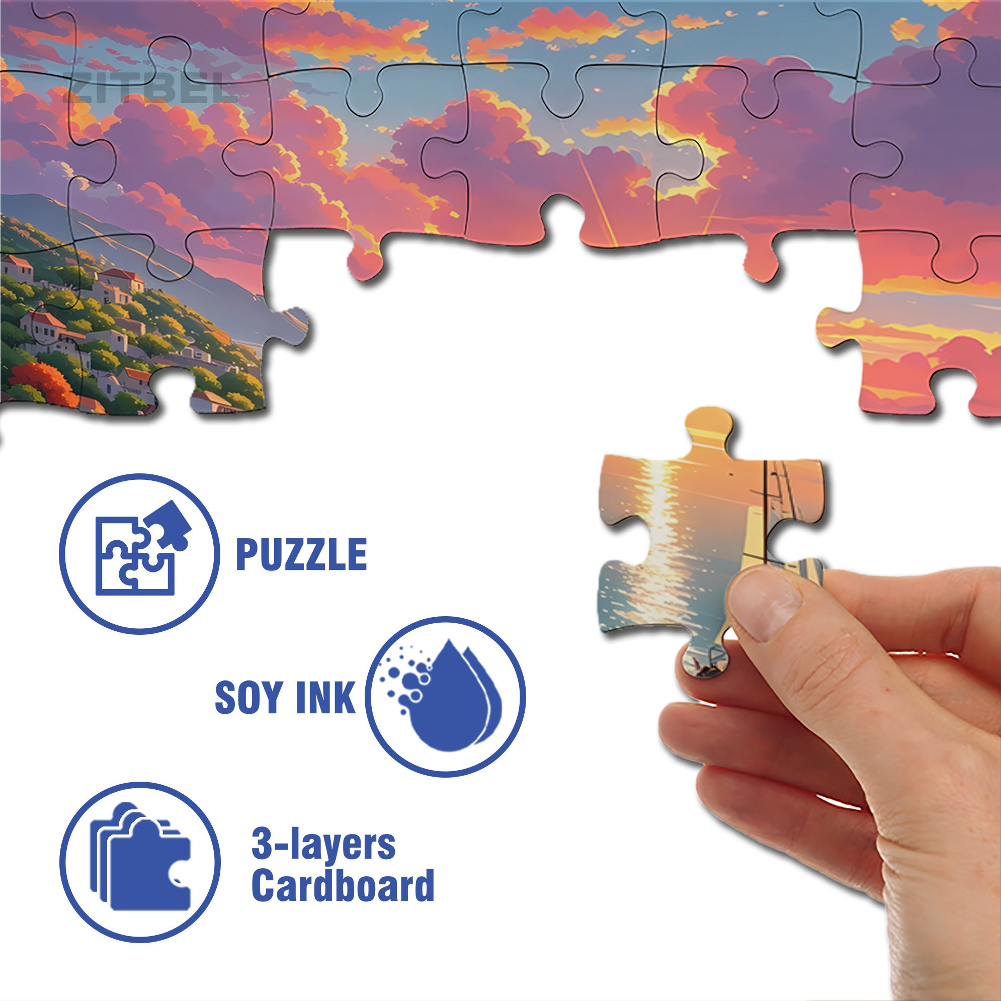 Work At Sunrise 500pcs/1000pcs Jigsaw Puzzle, Scratch-Resistant, Interactive Family Game & Brain-Boosting DIY Decor, Perfect for Halloween, Christmas & New Year Gifts, Family Puzzle Game