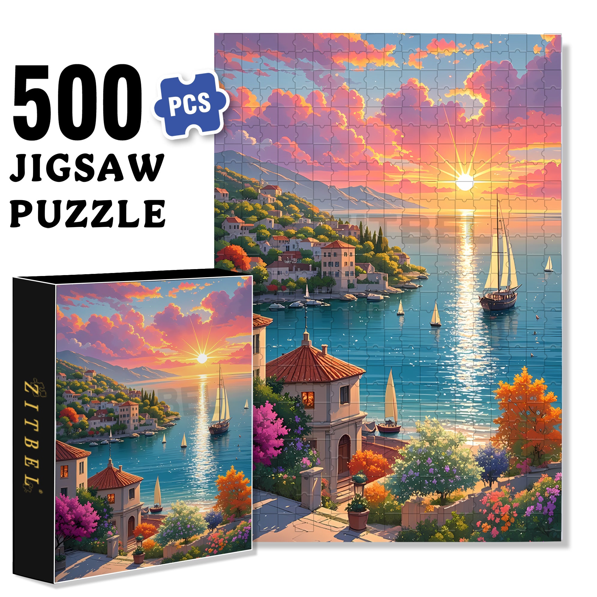Work At Sunrise 500pcs/1000pcs Jigsaw Puzzle, Scratch-Resistant, Interactive Family Game & Brain-Boosting DIY Decor, Perfect for Halloween, Christmas & New Year Gifts, Family Puzzle Game