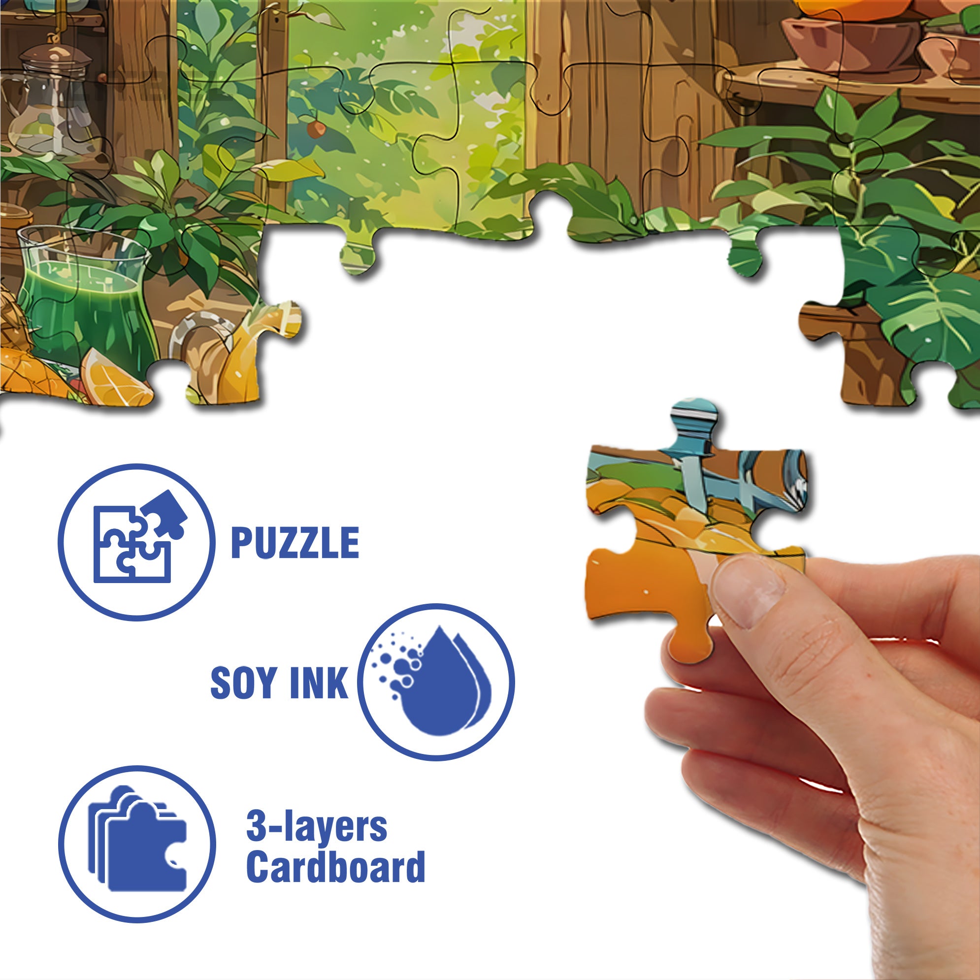Food Drawing 500pcs/1000pcs Jigsaw Puzzle, Scratch-Resistant, Interactive Family Game & Brain-Boosting DIY Decor, Perfect for Halloween, Christmas & New Year Gifts, Family Puzzle Game
