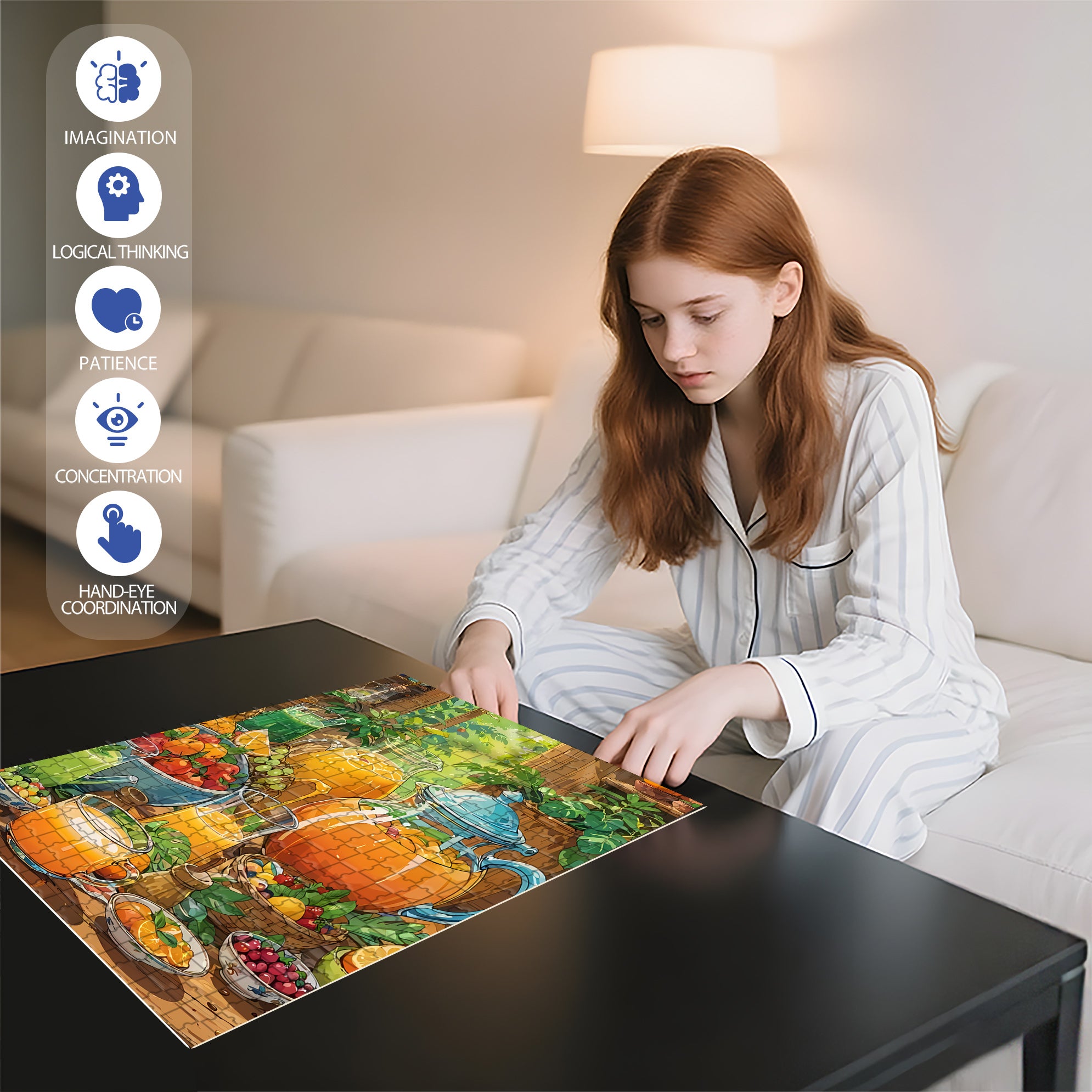 Food Drawing 500pcs/1000pcs Jigsaw Puzzle, Scratch-Resistant, Interactive Family Game & Brain-Boosting DIY Decor, Perfect for Halloween, Christmas & New Year Gifts, Family Puzzle Game
