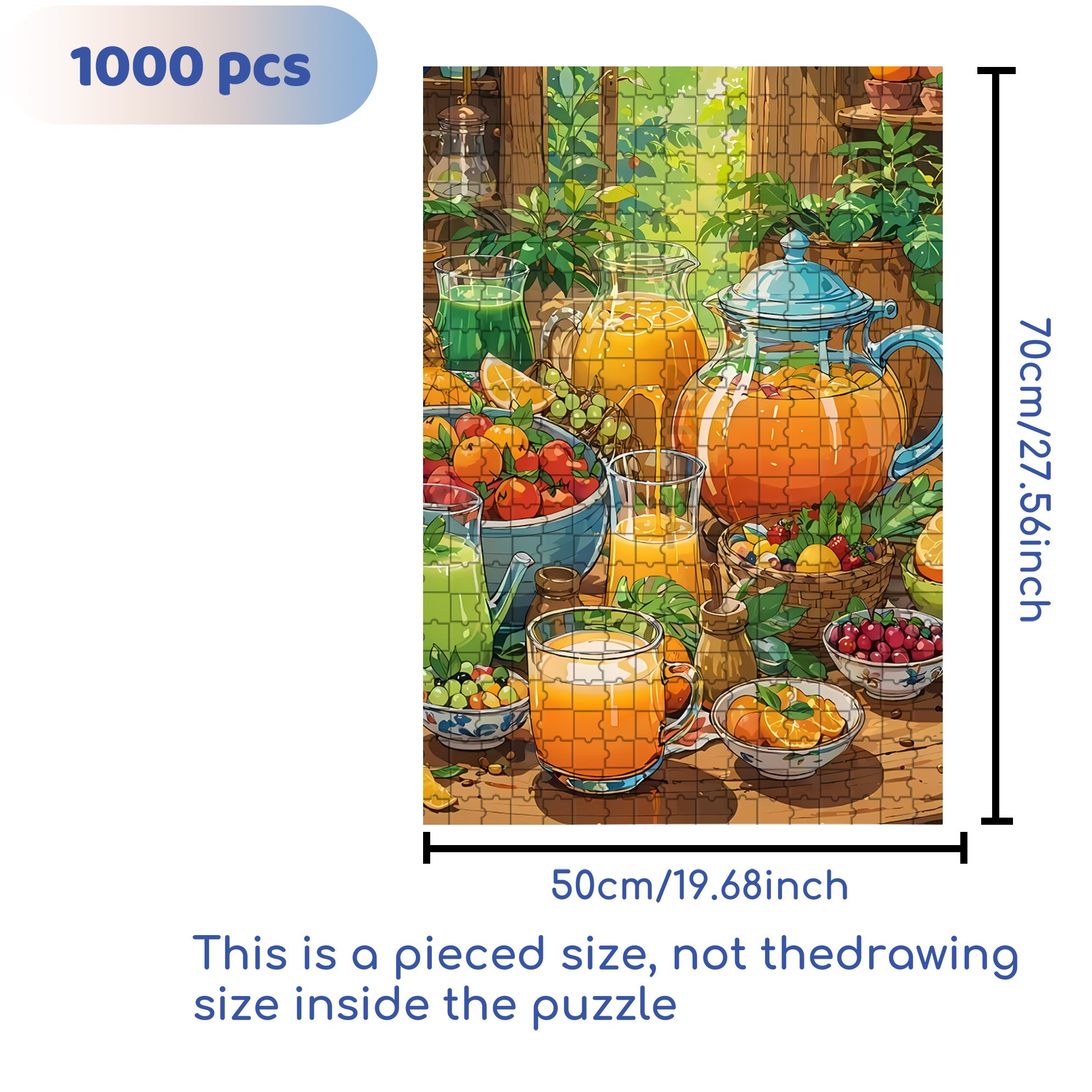 Food Drawing 500pcs/1000pcs Jigsaw Puzzle, Scratch-Resistant, Interactive Family Game & Brain-Boosting DIY Decor, Perfect for Halloween, Christmas & New Year Gifts, Family Puzzle Game