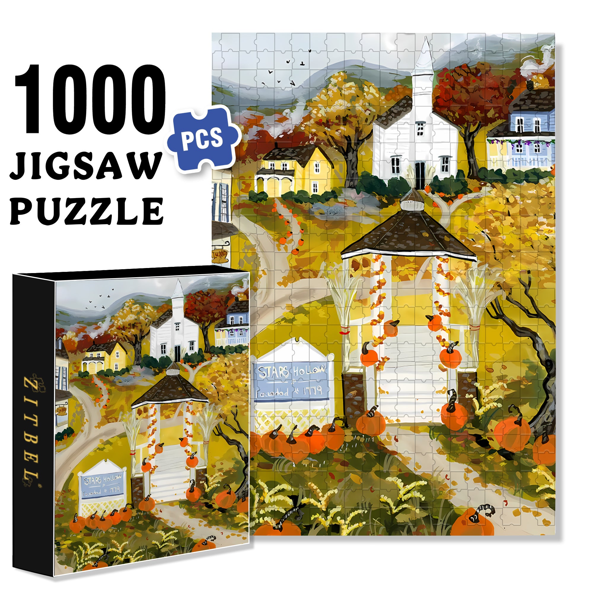 1779 500pcs/1000pcs Jigsaw Puzzle, Scratch-Resistant, Interactive Family Game & Brain-Boosting DIY Decor, Perfect for Halloween, Christmas & New Year Gifts, Family Puzzle Game