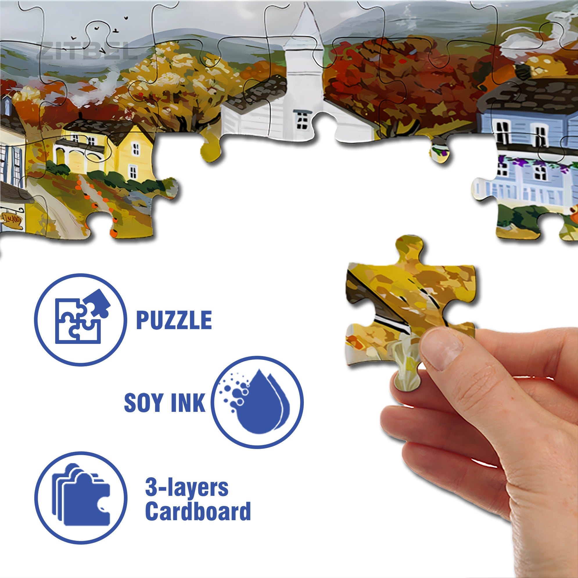 1779 500pcs/1000pcs Jigsaw Puzzle, Scratch-Resistant, Interactive Family Game & Brain-Boosting DIY Decor, Perfect for Halloween, Christmas & New Year Gifts, Family Puzzle Game