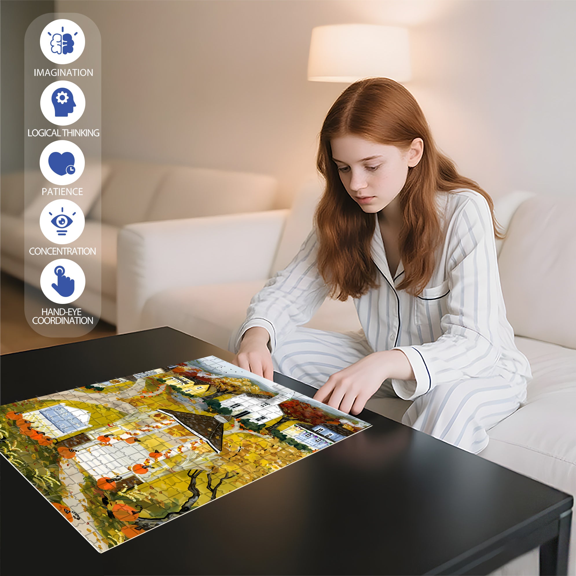 1779 500pcs/1000pcs Jigsaw Puzzle, Scratch-Resistant, Interactive Family Game & Brain-Boosting DIY Decor, Perfect for Halloween, Christmas & New Year Gifts, Family Puzzle Game