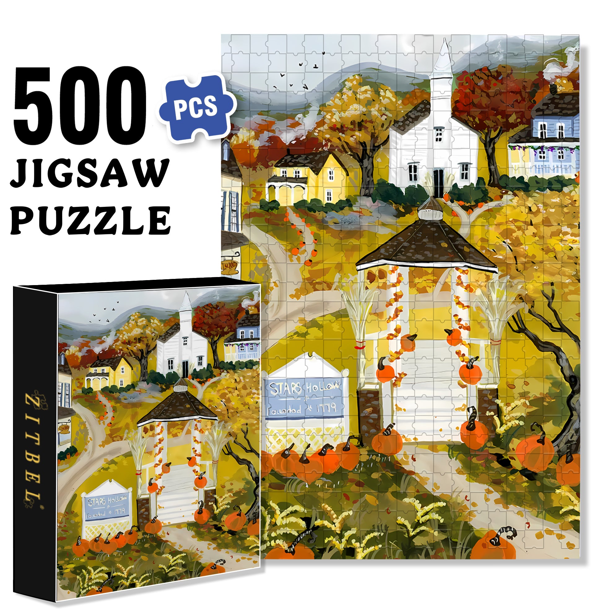 1779 500pcs/1000pcs Jigsaw Puzzle, Scratch-Resistant, Interactive Family Game & Brain-Boosting DIY Decor, Perfect for Halloween, Christmas & New Year Gifts, Family Puzzle Game