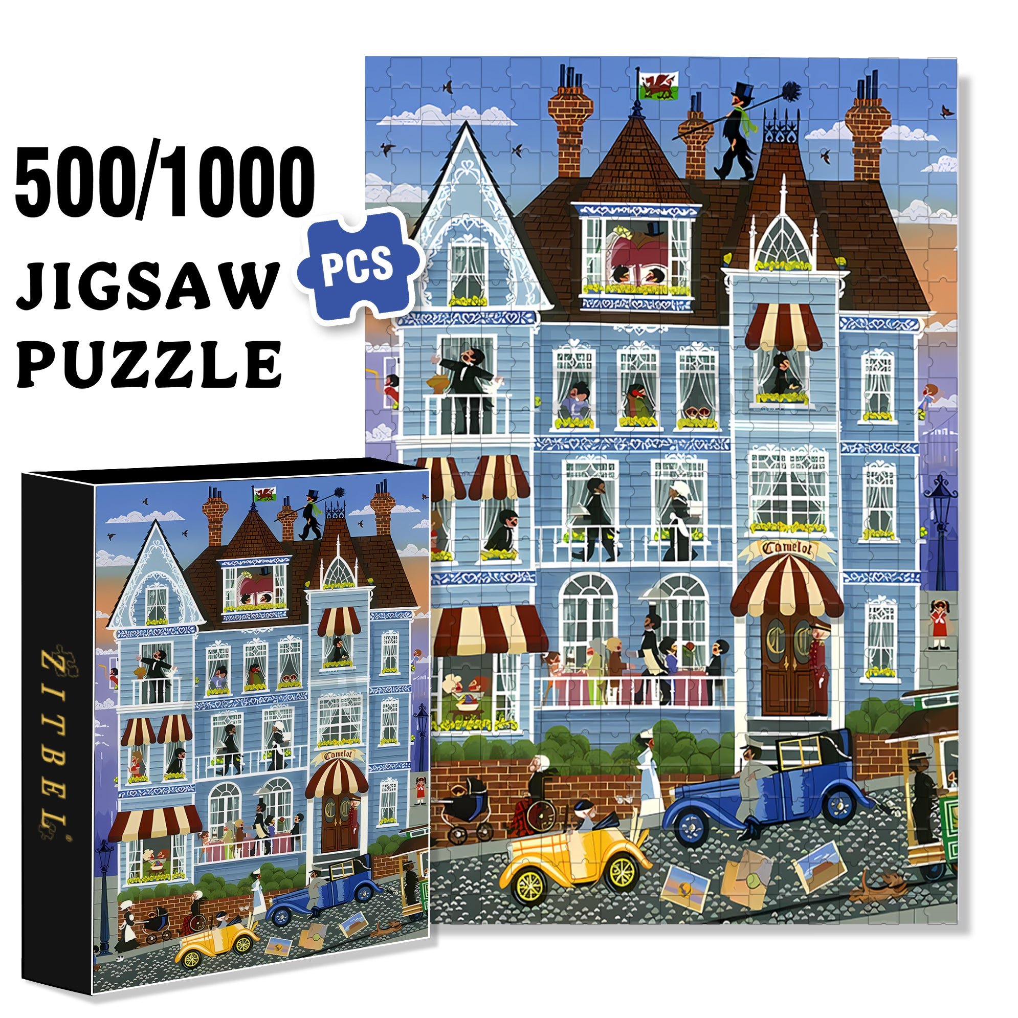 A Long Way 500pcs/1000pcs Jigsaw Puzzle, Scratch-Resistant, Interactive Family Game & Brain-Boosting DIY Decor, Perfect for Halloween, Christmas & New Year Gifts, Family Puzzle Game