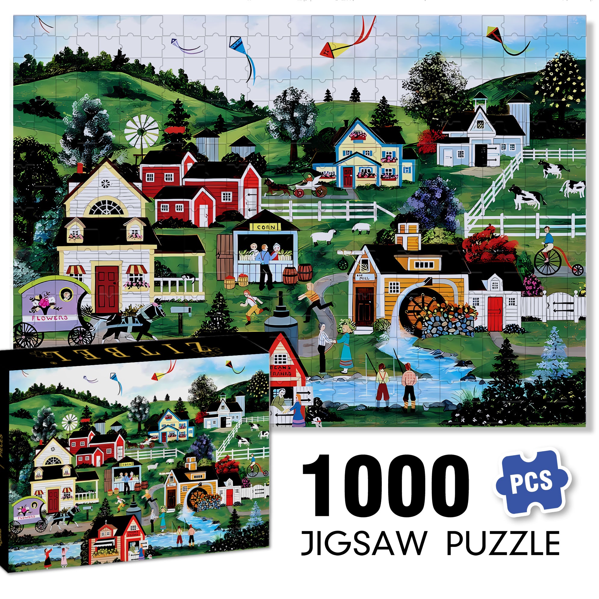 A Perfect Day 500pcs/1000pcs Jigsaw Puzzle, Scratch-Resistant, Interactive Family Game & Brain-Boosting DIY Decor, Perfect for Halloween, Christmas & New Year Gifts, Family Puzzle Game