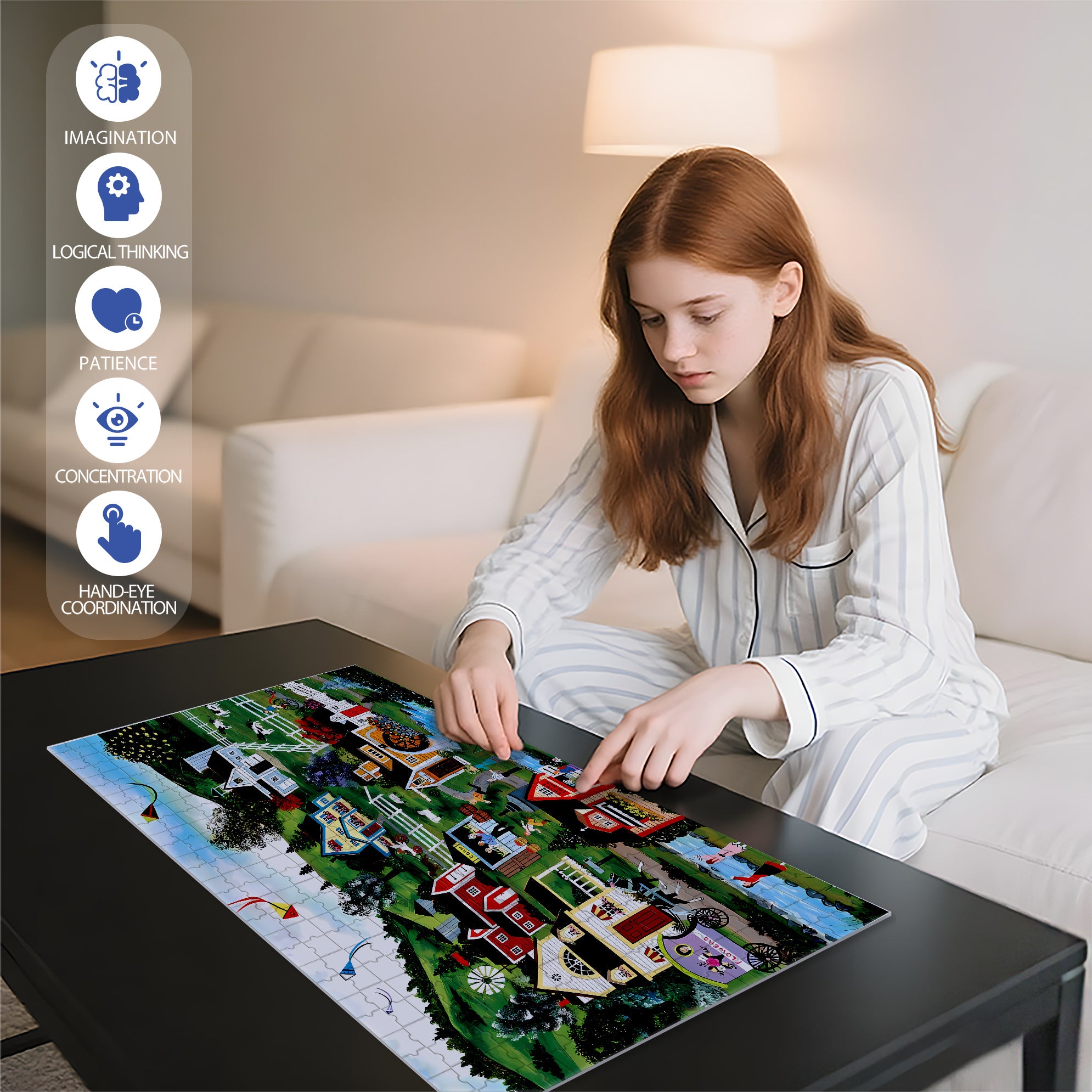 A Perfect Day 500pcs/1000pcs Jigsaw Puzzle, Scratch-Resistant, Interactive Family Game & Brain-Boosting DIY Decor, Perfect for Halloween, Christmas & New Year Gifts, Family Puzzle Game