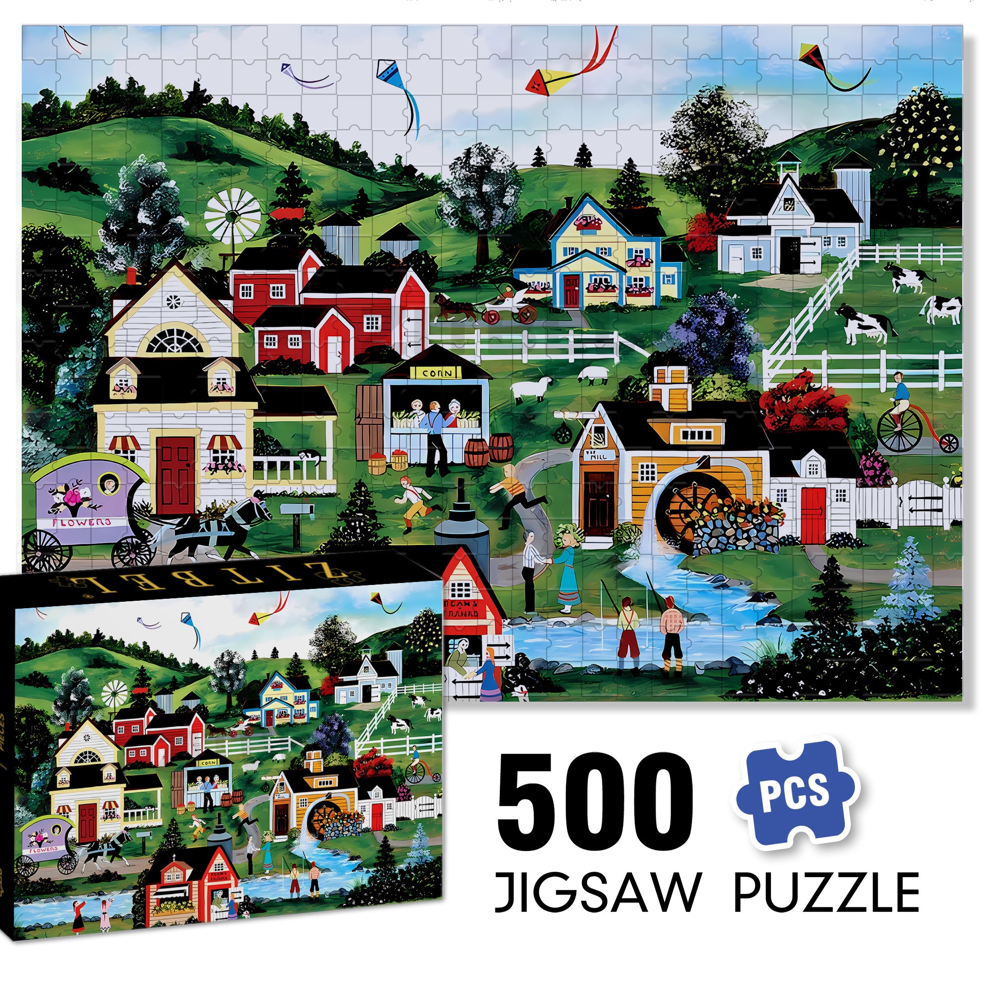 A Perfect Day 500pcs/1000pcs Jigsaw Puzzle, Scratch-Resistant, Interactive Family Game & Brain-Boosting DIY Decor, Perfect for Halloween, Christmas & New Year Gifts, Family Puzzle Game