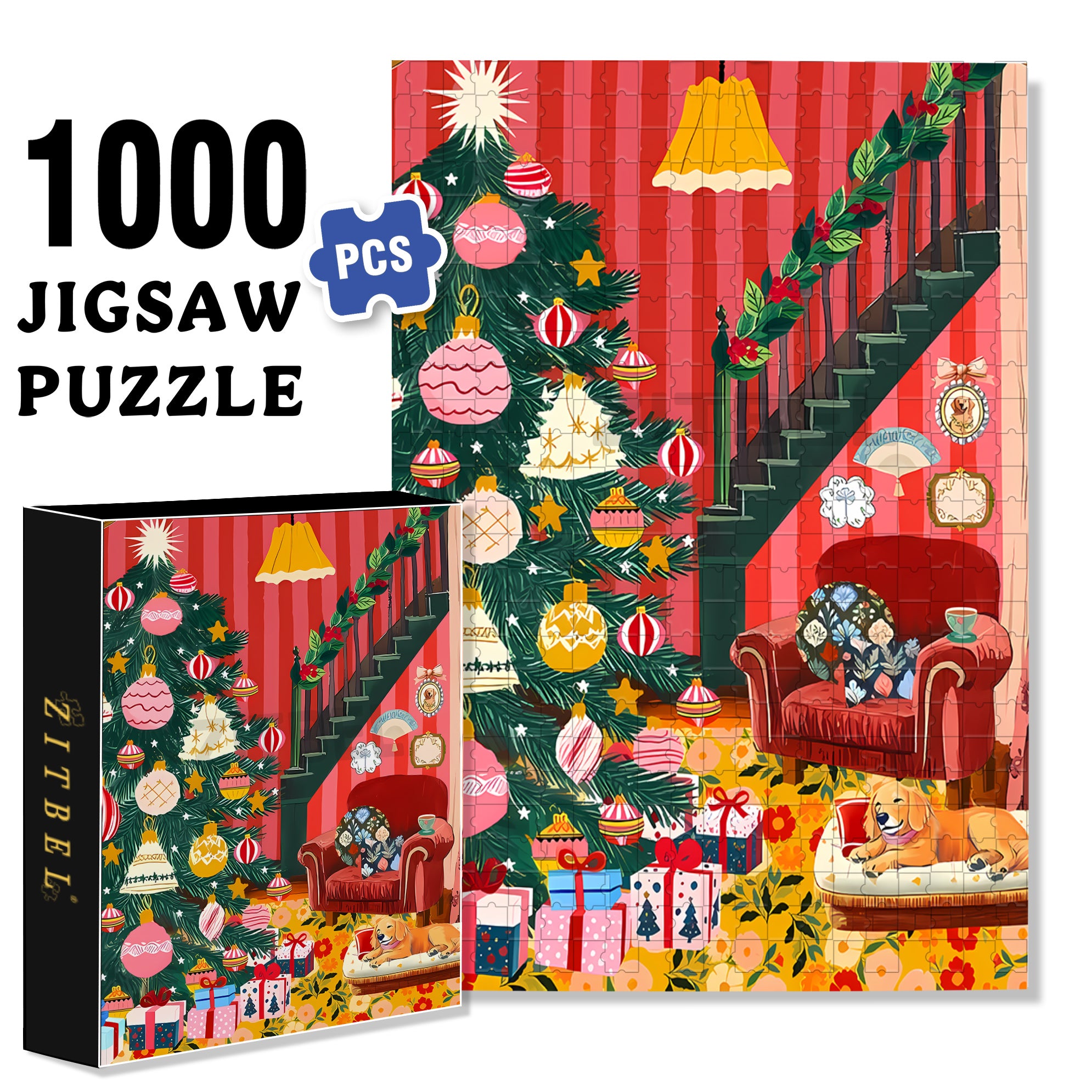 A Strong Christmas Atmosphere 500pcs/1000pcs Jigsaw Puzzle, Scratch-Resistant, Interactive Family Game & Brain-Boosting DIY Decor, Perfect for Halloween, Christmas & New Year Gifts, Family Puzzle Game