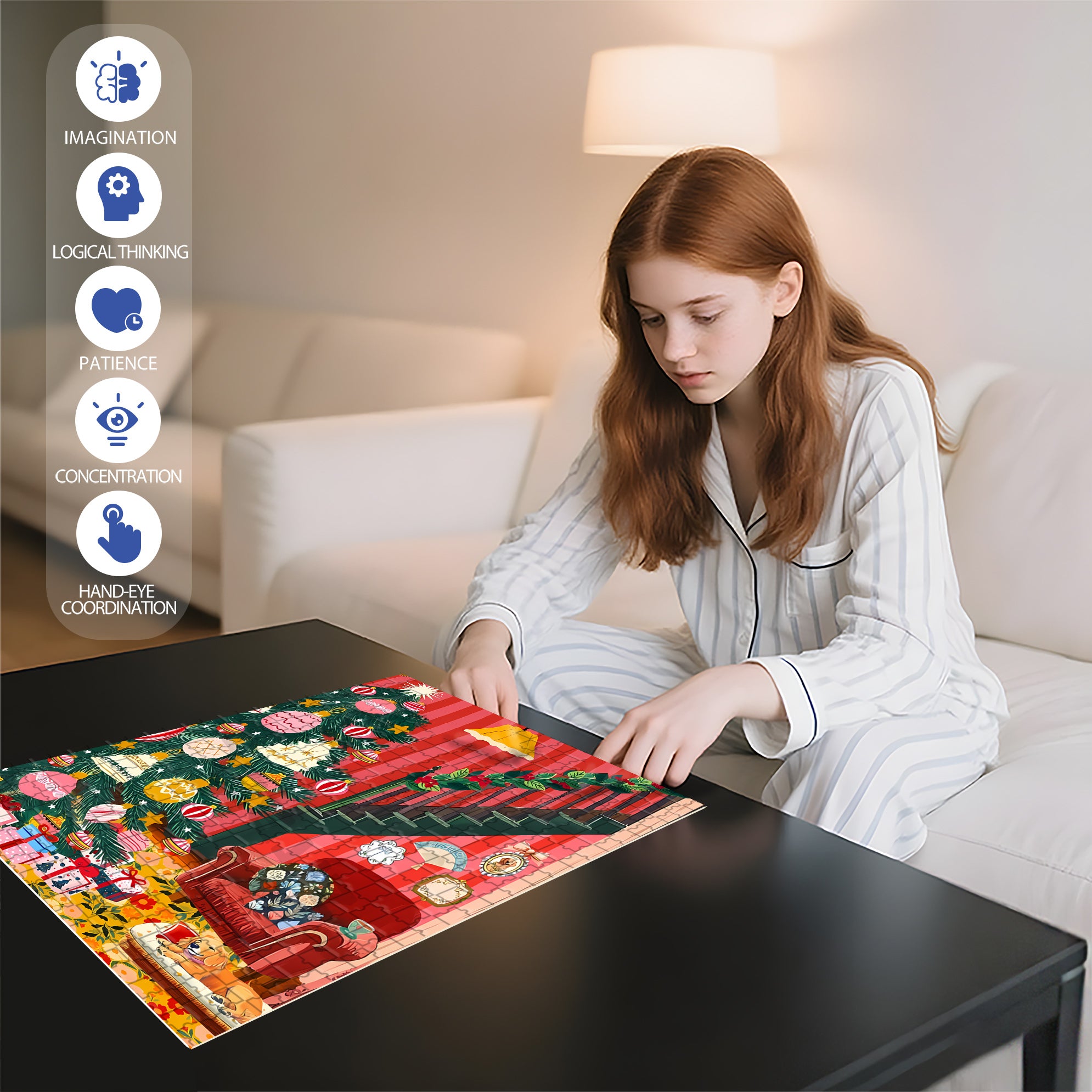 A Strong Christmas Atmosphere 500pcs/1000pcs Jigsaw Puzzle, Scratch-Resistant, Interactive Family Game & Brain-Boosting DIY Decor, Perfect for Halloween, Christmas & New Year Gifts, Family Puzzle Game