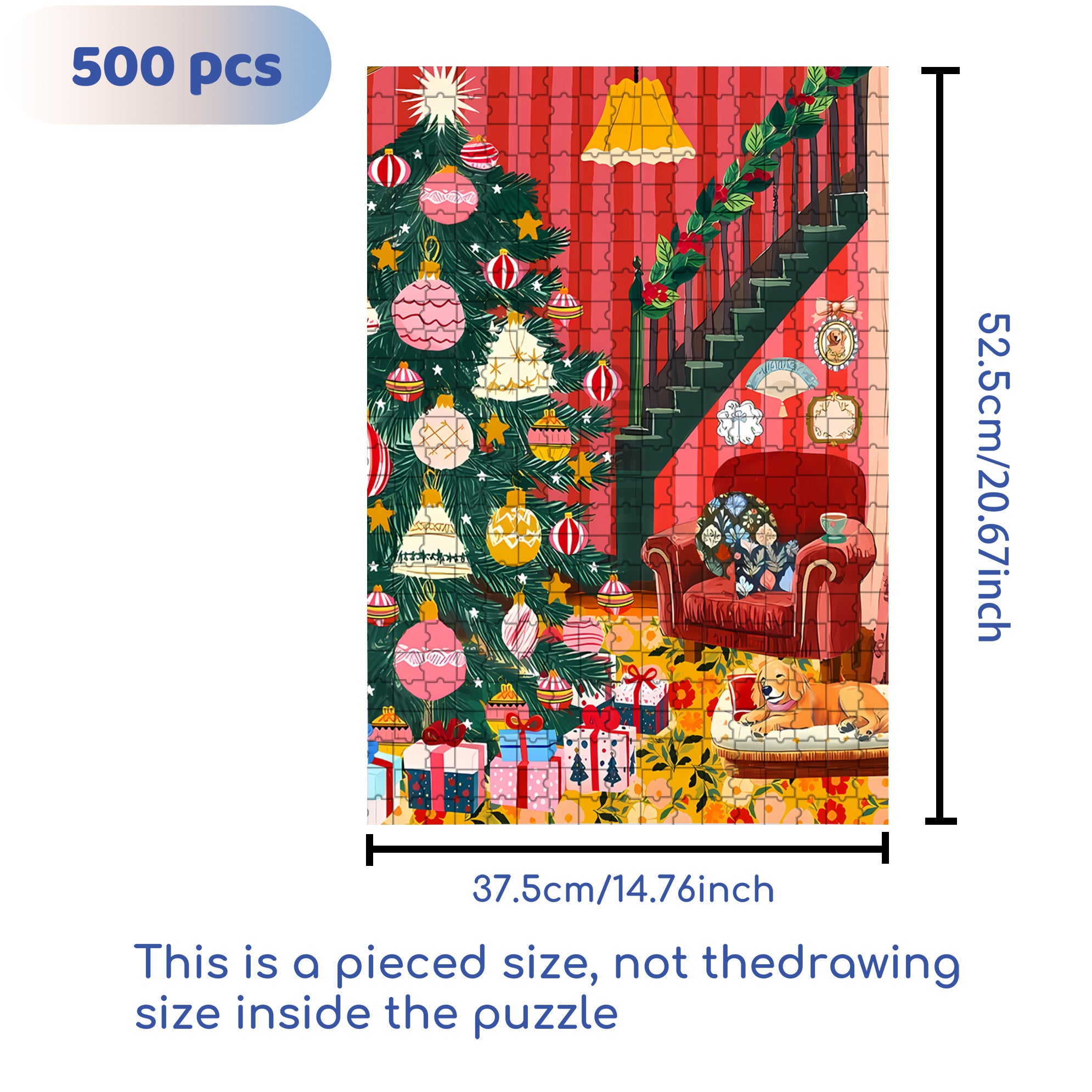 A Strong Christmas Atmosphere 500pcs/1000pcs Jigsaw Puzzle, Scratch-Resistant, Interactive Family Game & Brain-Boosting DIY Decor, Perfect for Halloween, Christmas & New Year Gifts, Family Puzzle Game