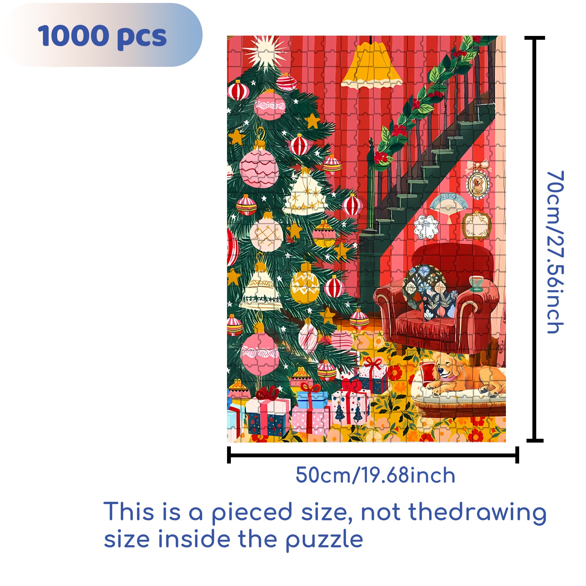 A Strong Christmas Atmosphere 500pcs/1000pcs Jigsaw Puzzle, Scratch-Resistant, Interactive Family Game & Brain-Boosting DIY Decor, Perfect for Halloween, Christmas & New Year Gifts, Family Puzzle Game