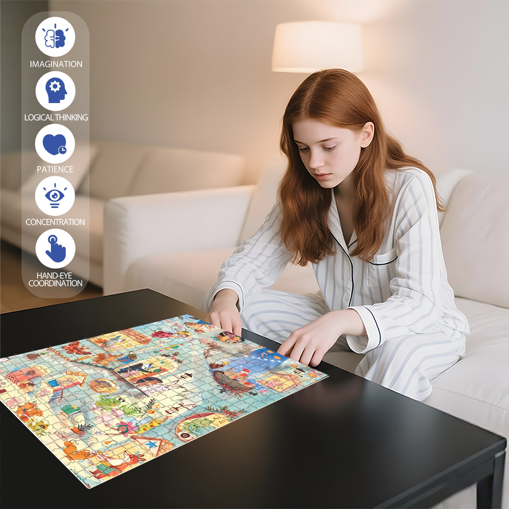 Animals' Party 500pcs/1000pcs Jigsaw Puzzle, Scratch-Resistant, Interactive Family Game & Brain-Boosting DIY Decor, Perfect for Halloween, Christmas & New Year Gifts, Family Puzzle Game