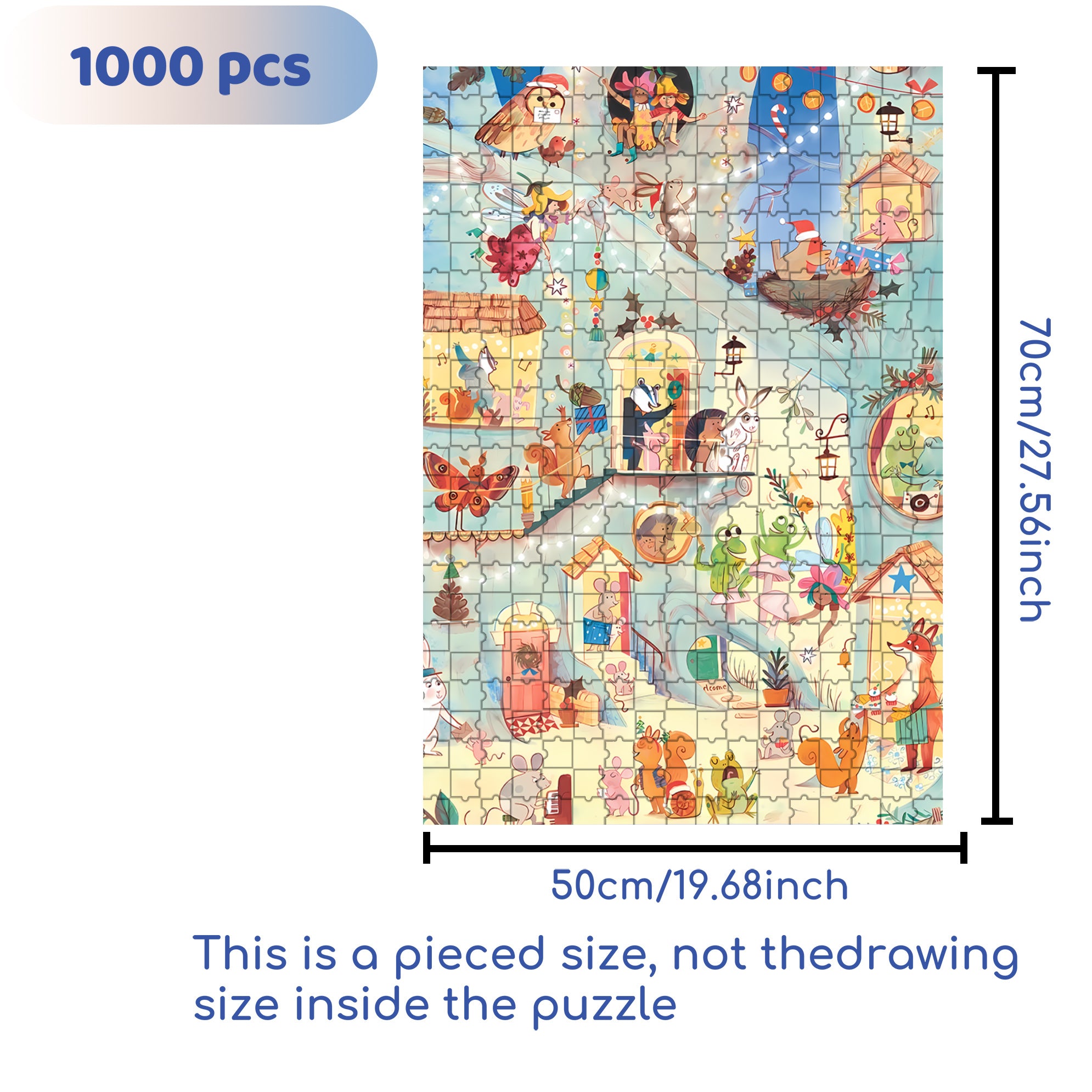Animals' Party 500pcs/1000pcs Jigsaw Puzzle, Scratch-Resistant, Interactive Family Game & Brain-Boosting DIY Decor, Perfect for Halloween, Christmas & New Year Gifts, Family Puzzle Game