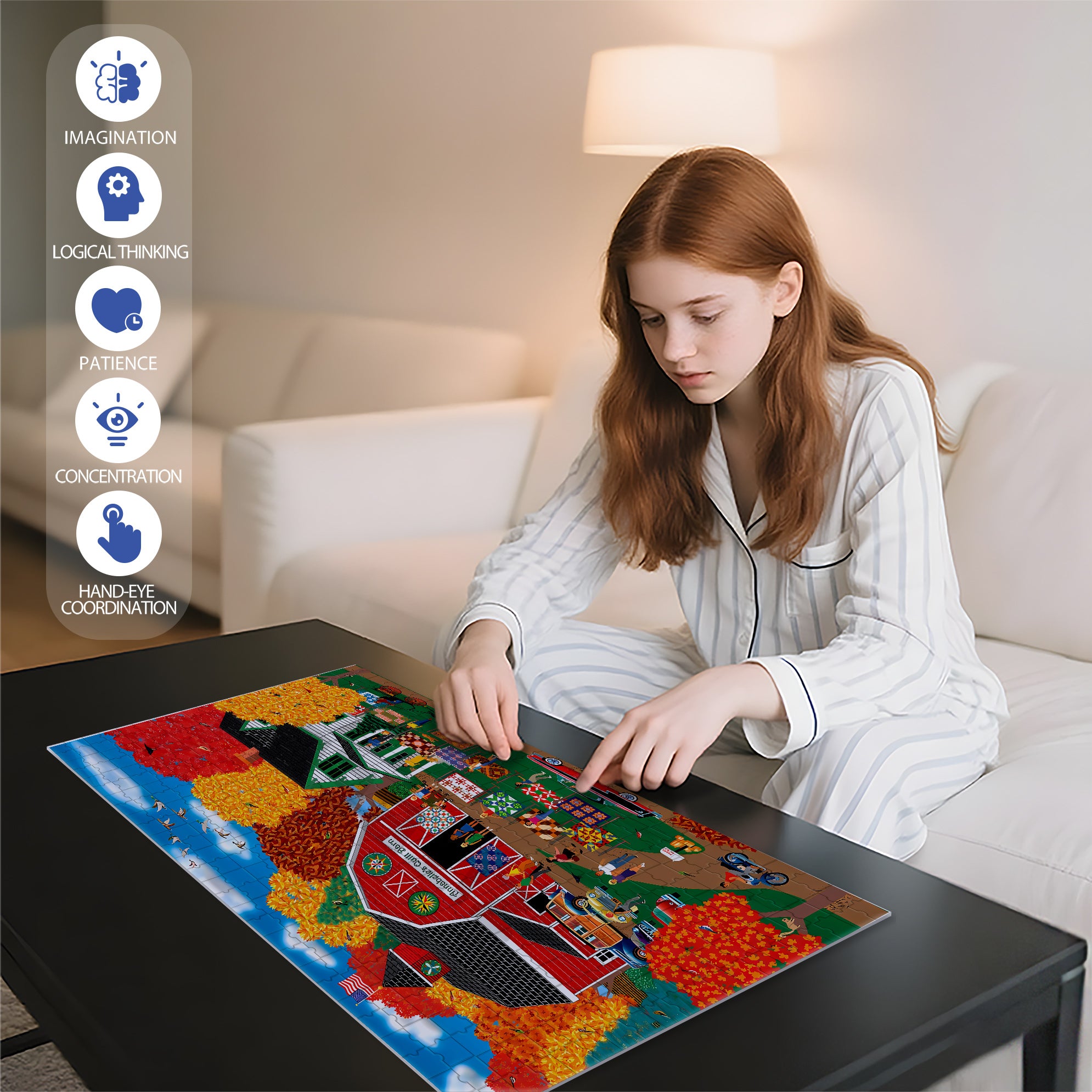 Annabelle's Quilt Barn 500pcs/1000pcs Jigsaw Puzzle, Scratch-Resistant, Interactive Family Game & Brain-Boosting DIY Decor, Perfect for Halloween, Christmas & New Year Gifts, Family Puzzle Game