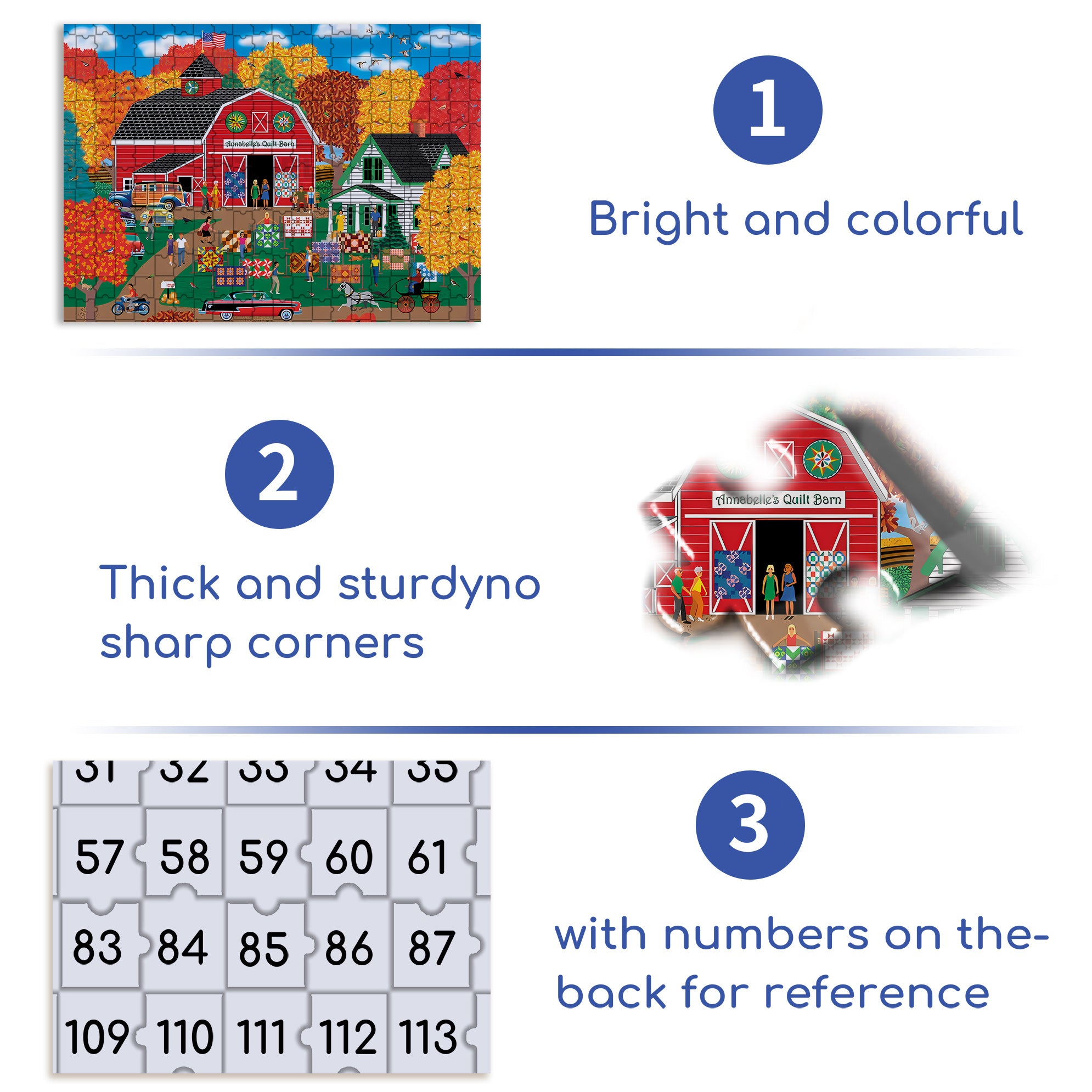 Annabelle's Quilt Barn 500pcs/1000pcs Jigsaw Puzzle, Scratch-Resistant, Interactive Family Game & Brain-Boosting DIY Decor, Perfect for Halloween, Christmas & New Year Gifts, Family Puzzle Game