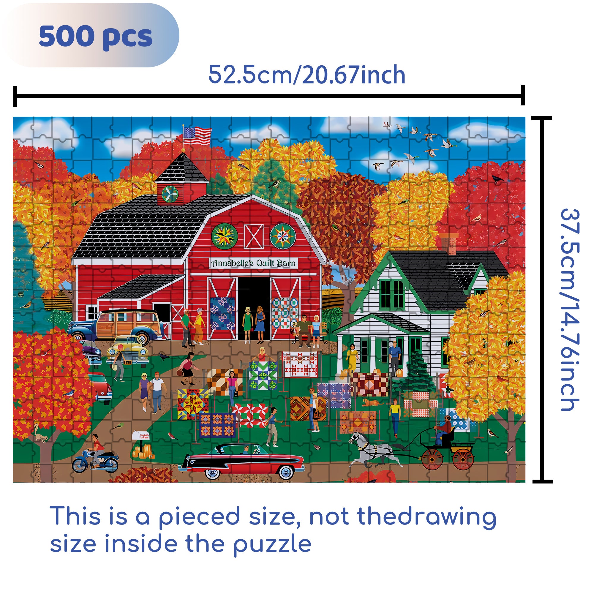 Annabelle's Quilt Barn 500pcs/1000pcs Jigsaw Puzzle, Scratch-Resistant, Interactive Family Game & Brain-Boosting DIY Decor, Perfect for Halloween, Christmas & New Year Gifts, Family Puzzle Game