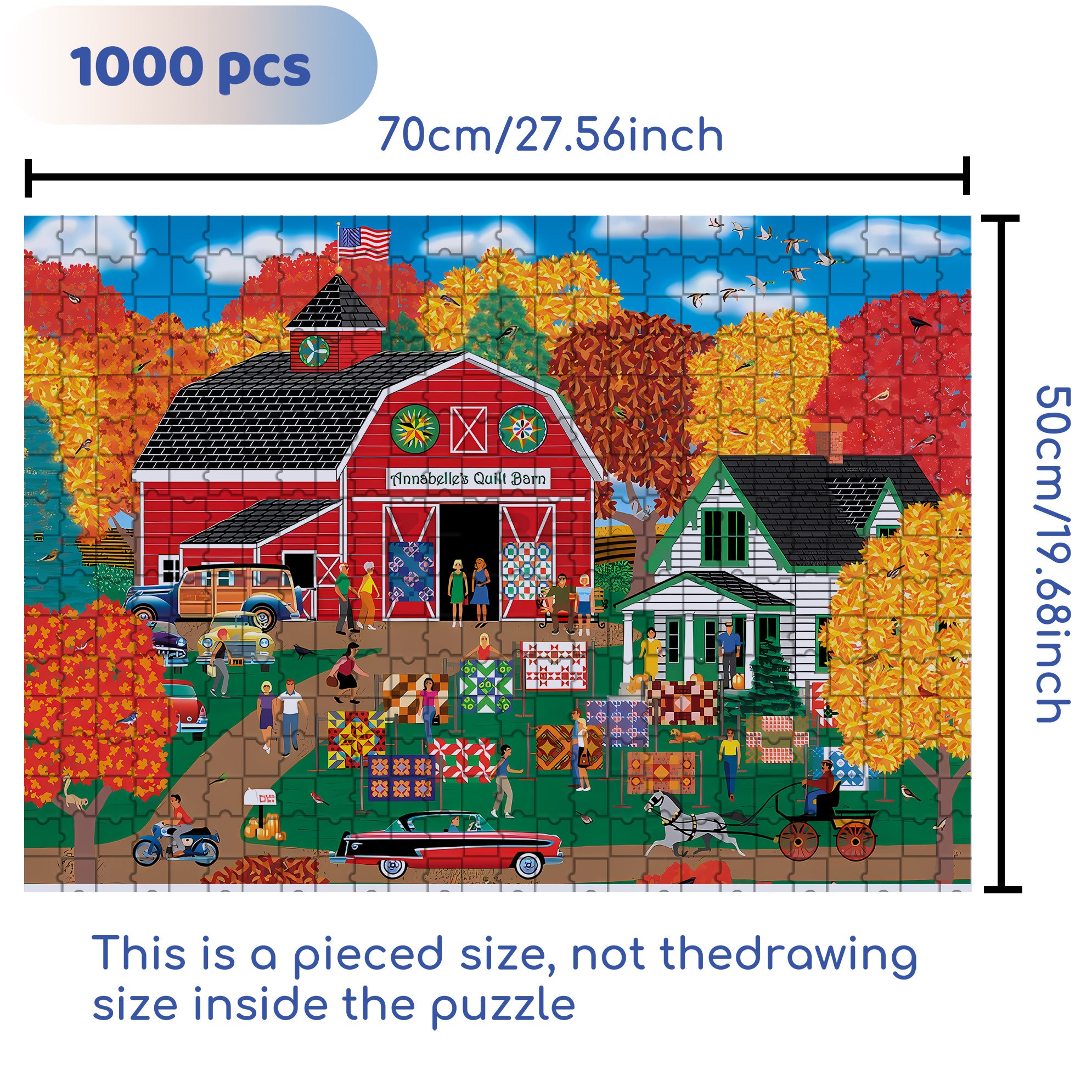 Annabelle's Quilt Barn 500pcs/1000pcs Jigsaw Puzzle, Scratch-Resistant, Interactive Family Game & Brain-Boosting DIY Decor, Perfect for Halloween, Christmas & New Year Gifts, Family Puzzle Game