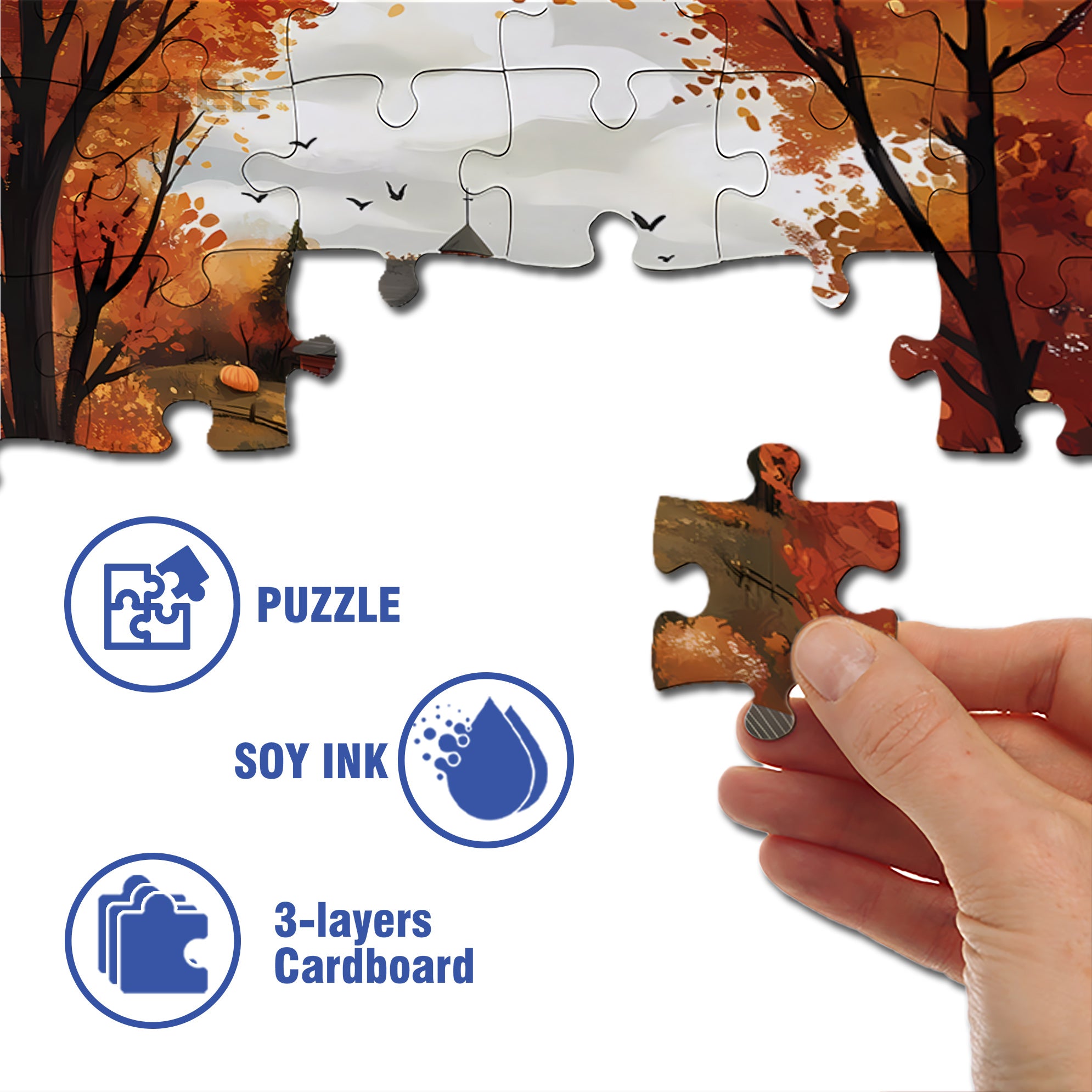 Autumn In The Countryside 500pcs/1000pcs Jigsaw Puzzle, Scratch-Resistant, Interactive Family Game & Brain-Boosting DIY Decor, Perfect for Halloween, Christmas & New Year Gifts, Family Puzzle Game