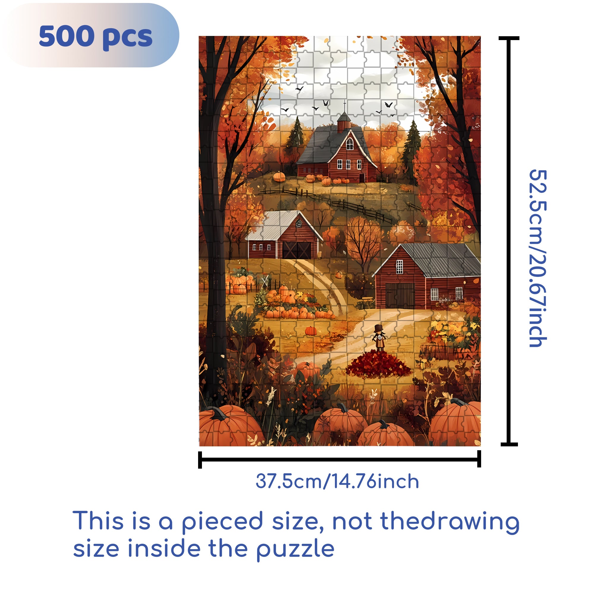 Autumn In The Countryside 500pcs/1000pcs Jigsaw Puzzle, Scratch-Resistant, Interactive Family Game & Brain-Boosting DIY Decor, Perfect for Halloween, Christmas & New Year Gifts, Family Puzzle Game