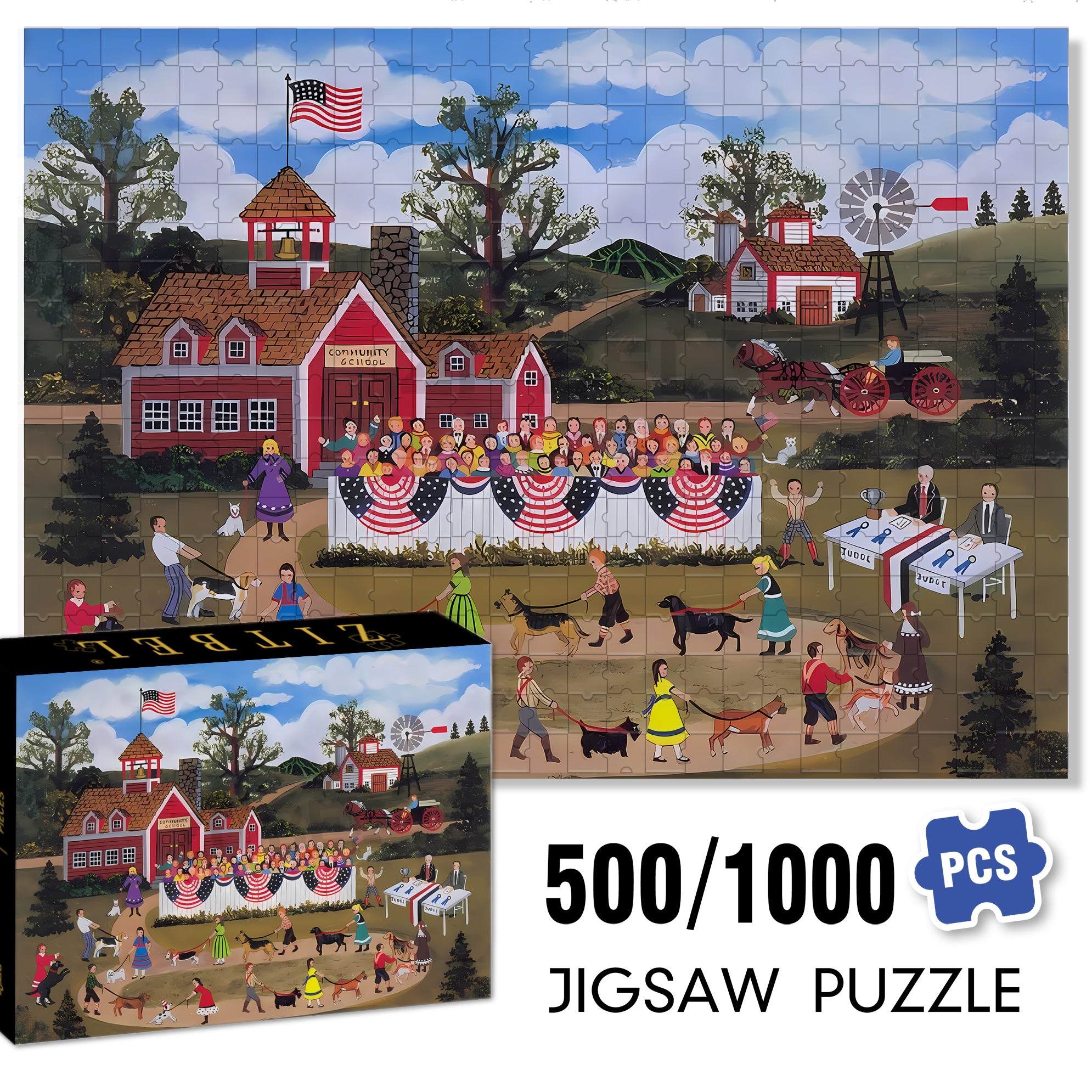 Best In Show 500pcs/1000pcs Jigsaw Puzzle, Scratch-Resistant, Interactive Family Game & Brain-Boosting DIY Decor, Perfect for Halloween, Christmas & New Year Gifts, Family Puzzle Game