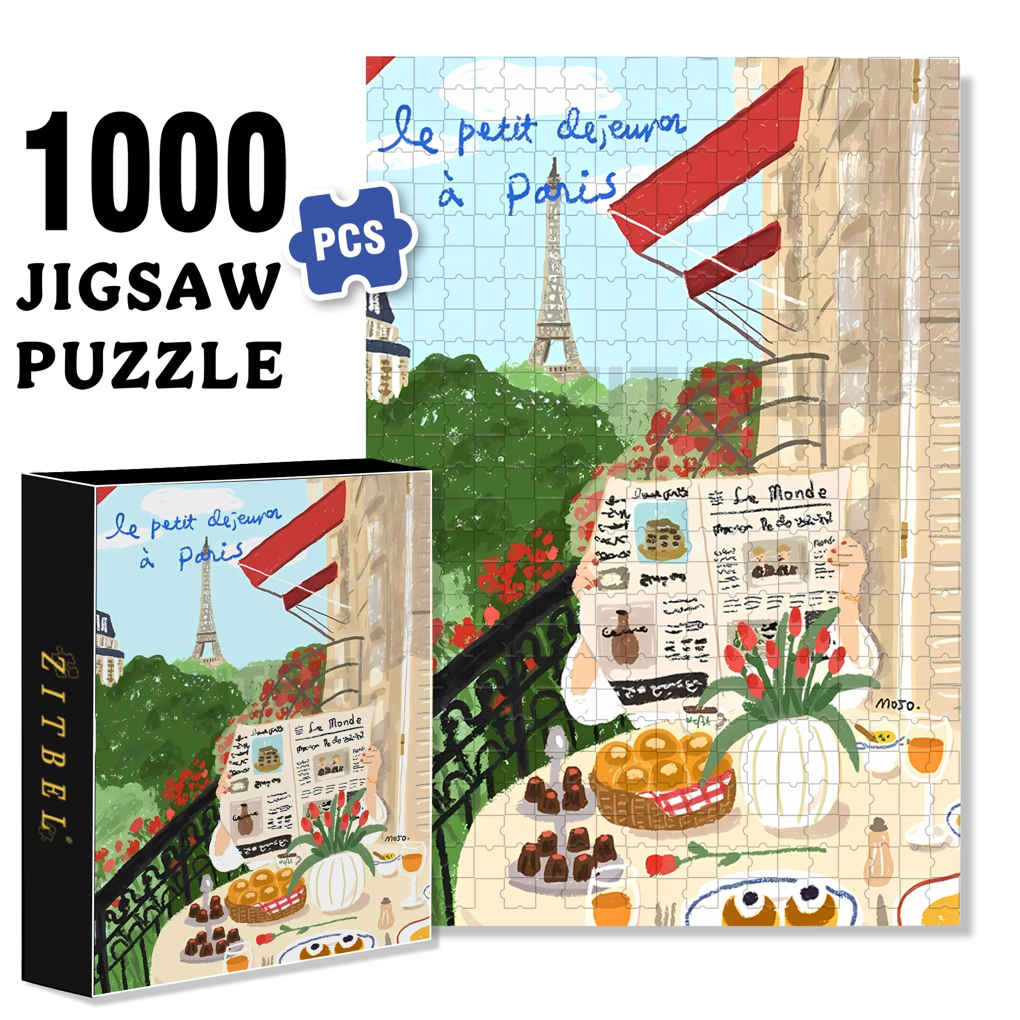 Breakfast On The Balcony 500pcs/1000pcs Jigsaw Puzzle, Scratch-Resistant, Interactive Family Game & Brain-Boosting DIY Decor, Perfect for Halloween, Christmas & New Year Gifts, Family Puzzle Game