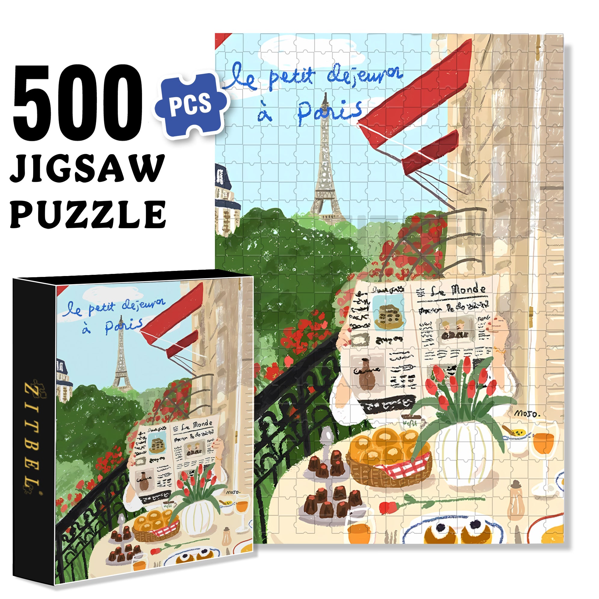 Breakfast On The Balcony 500pcs/1000pcs Jigsaw Puzzle, Scratch-Resistant, Interactive Family Game & Brain-Boosting DIY Decor, Perfect for Halloween, Christmas & New Year Gifts, Family Puzzle Game