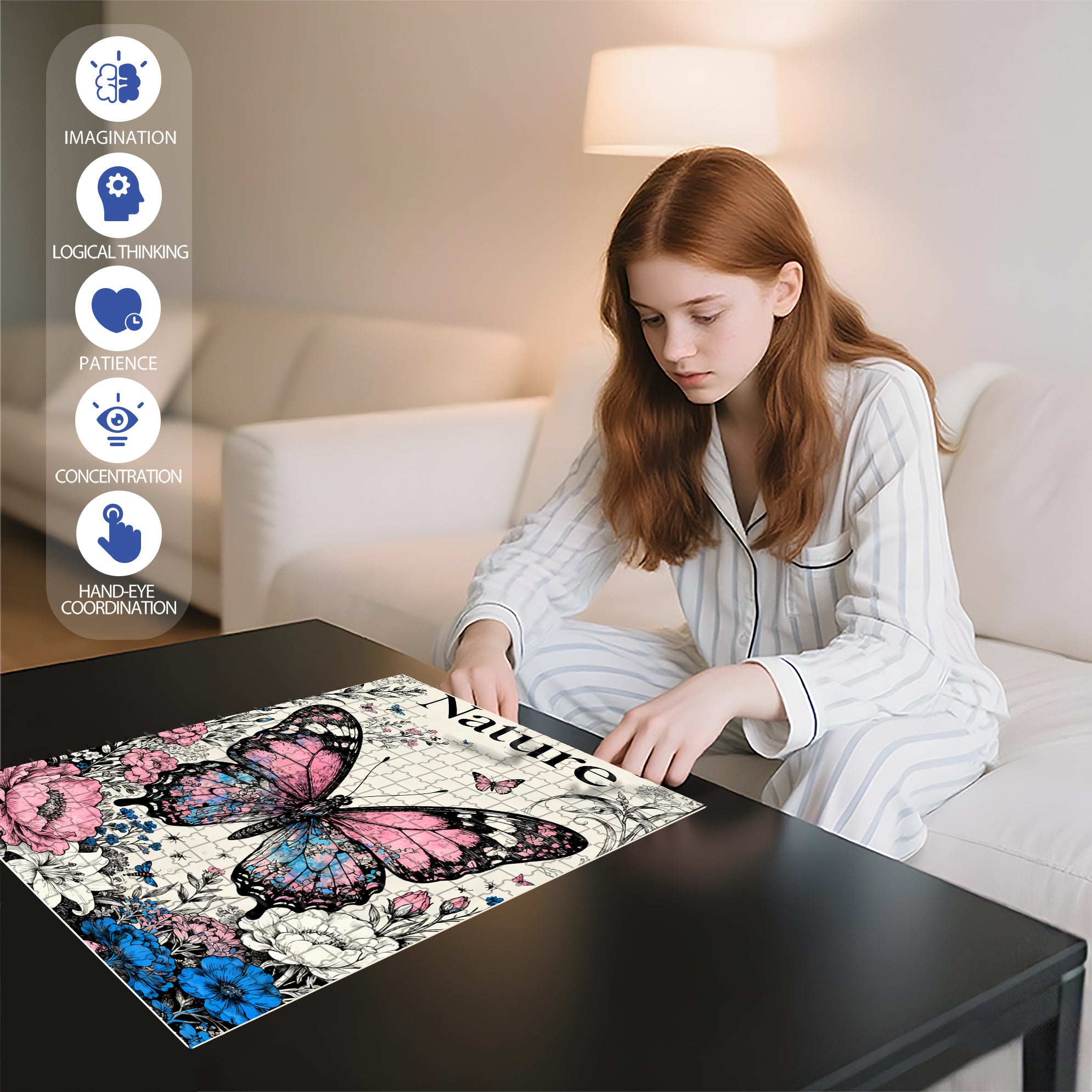 Butterfly 500pcs/1000pcs Jigsaw Puzzle, Scratch-Resistant, Interactive Family Game & Brain-Boosting DIY Decor, Perfect for Halloween, Christmas & New Year Gifts, Family Puzzle Game