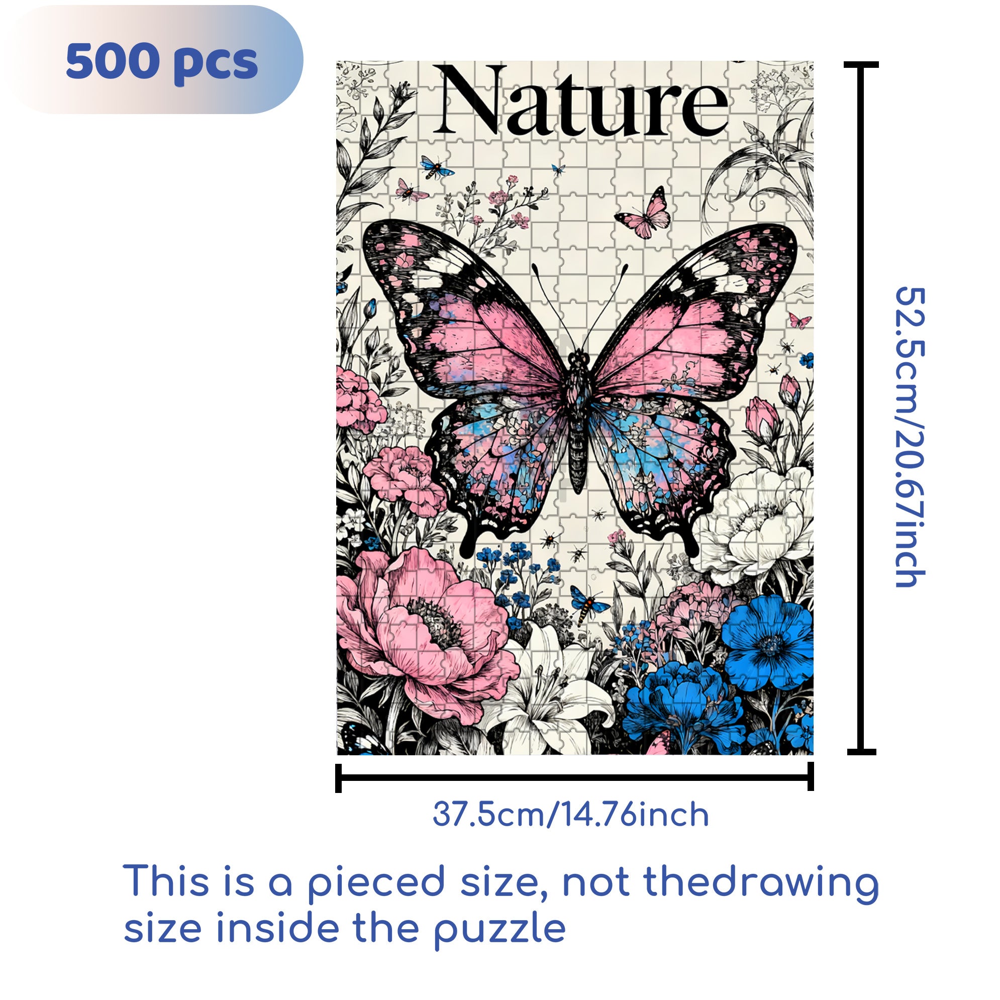 Butterfly 500pcs/1000pcs Jigsaw Puzzle, Scratch-Resistant, Interactive Family Game & Brain-Boosting DIY Decor, Perfect for Halloween, Christmas & New Year Gifts, Family Puzzle Game