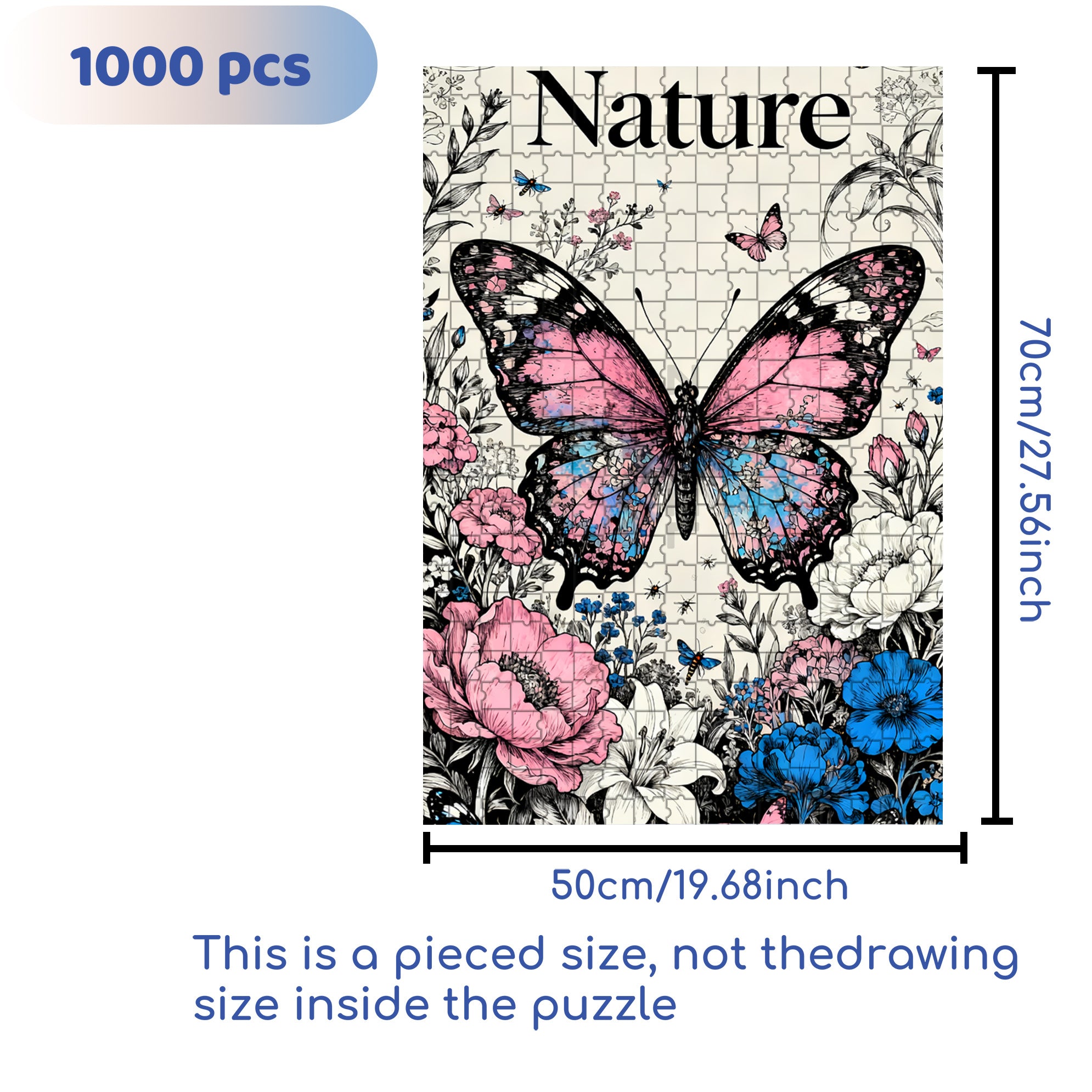 Butterfly 500pcs/1000pcs Jigsaw Puzzle, Scratch-Resistant, Interactive Family Game & Brain-Boosting DIY Decor, Perfect for Halloween, Christmas & New Year Gifts, Family Puzzle Game