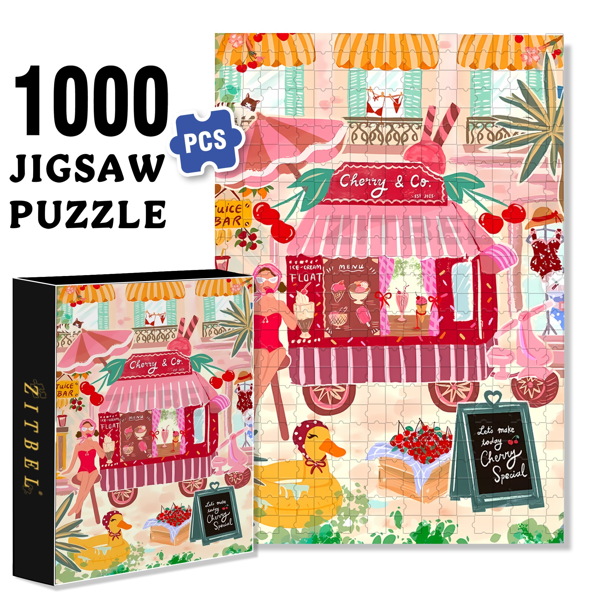 Cherry Special 500pcs/1000pcs Jigsaw Puzzle, Scratch-Resistant, Interactive Family Game & Brain-Boosting DIY Decor, Perfect for Halloween, Christmas & New Year Gifts, Family Puzzle Game