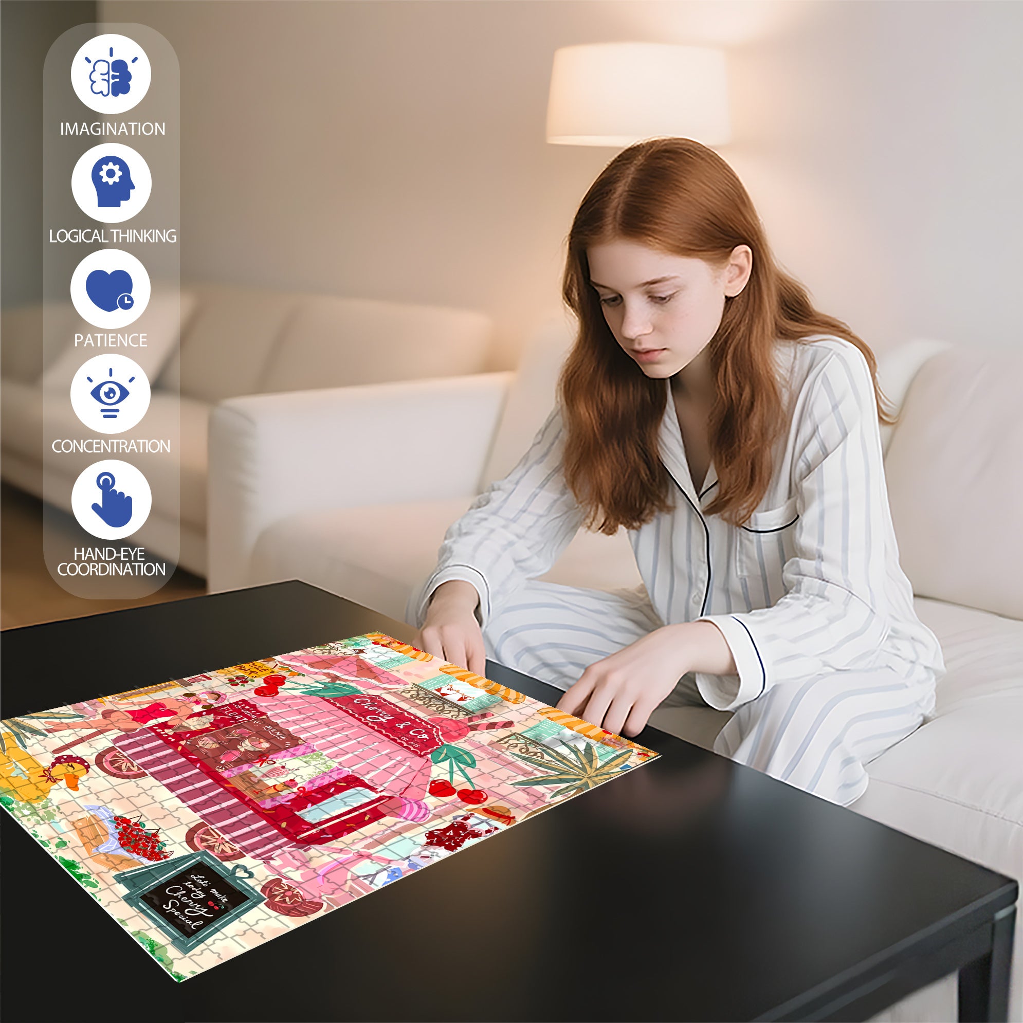 Cherry Special 500pcs/1000pcs Jigsaw Puzzle, Scratch-Resistant, Interactive Family Game & Brain-Boosting DIY Decor, Perfect for Halloween, Christmas & New Year Gifts, Family Puzzle Game