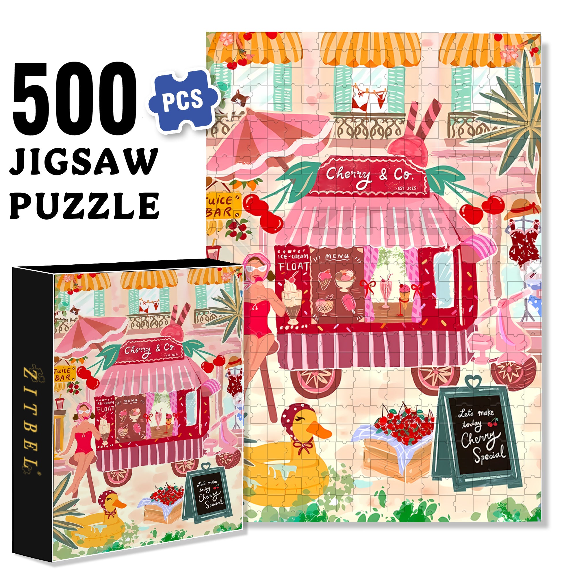 Cherry Special 500pcs/1000pcs Jigsaw Puzzle, Scratch-Resistant, Interactive Family Game & Brain-Boosting DIY Decor, Perfect for Halloween, Christmas & New Year Gifts, Family Puzzle Game